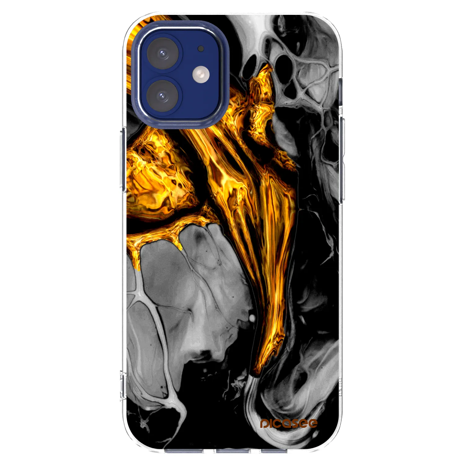 Picasee silikonska prozirna maskica za Apple iPhone 12 mini - Black Gold