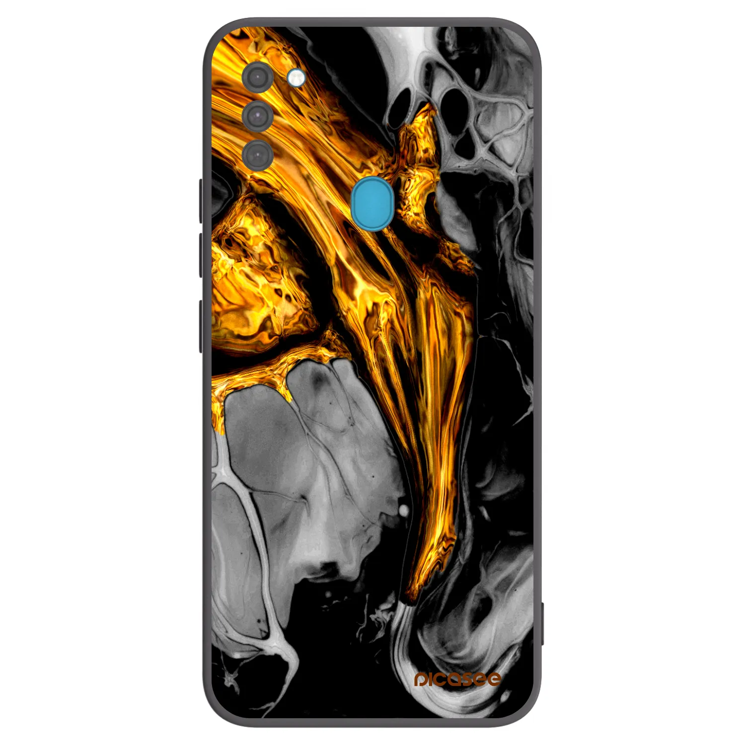 Picasee crna silikonska maskica za Samsung Galaxy M11 - Black Gold
