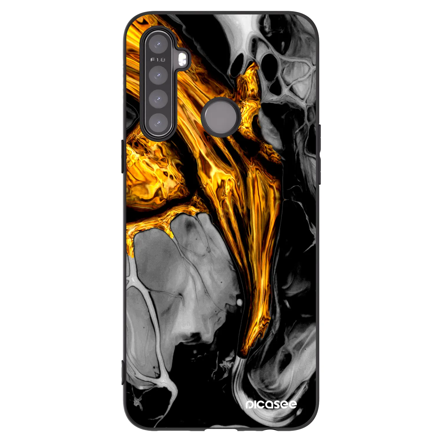 Picasee crna silikonska maskica za Realme 5 - Black Gold