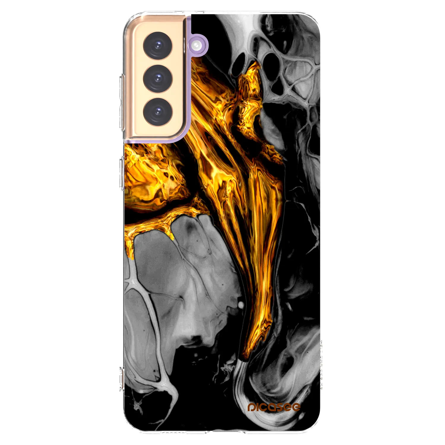 Picasee silikonska prozirna maskica za Samsung Galaxy S21+ 5G G996F - Black Gold