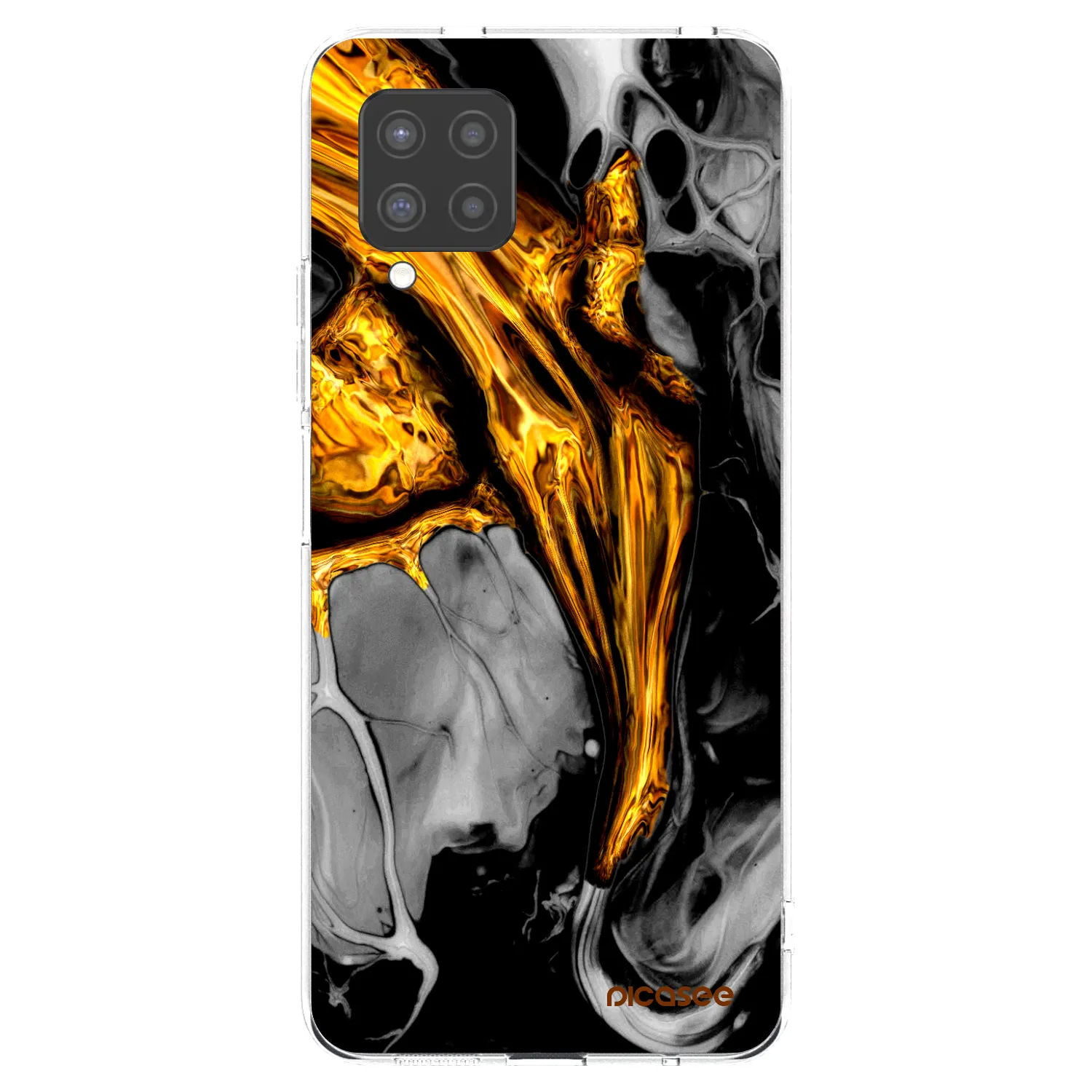 Picasee silikonska prozirna maskica za Samsung Galaxy A42 A426B - Black Gold