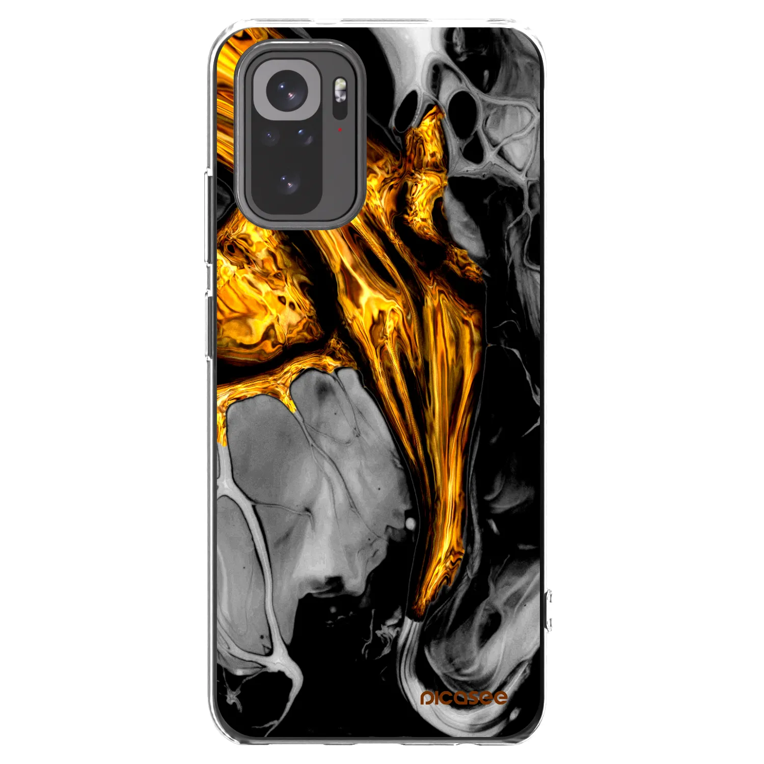 Picasee silikonska prozirna maskica za Xiaomi Redmi Note 10S - Black Gold