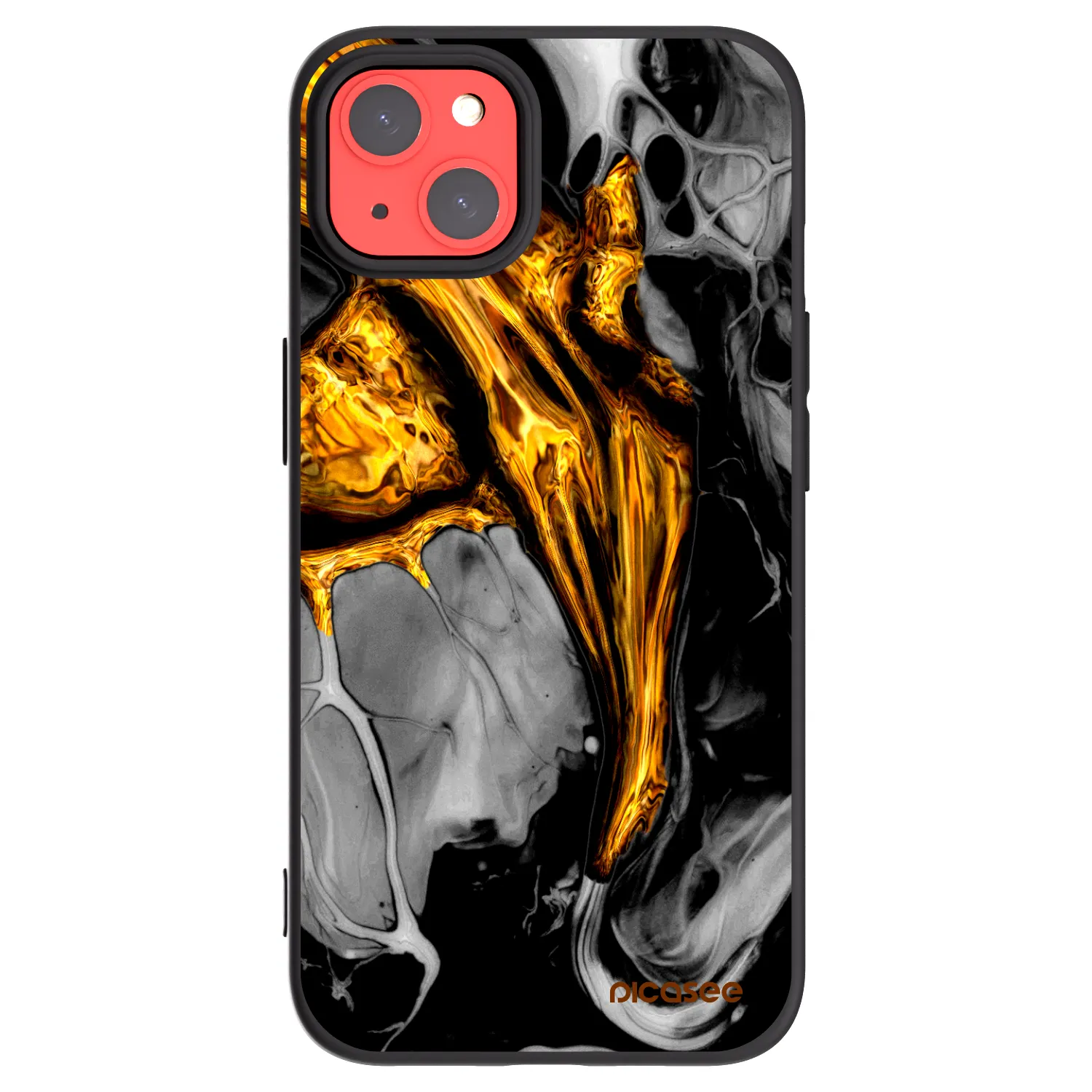 Picasee crna silikonska maskica za Apple iPhone 13 - Black Gold