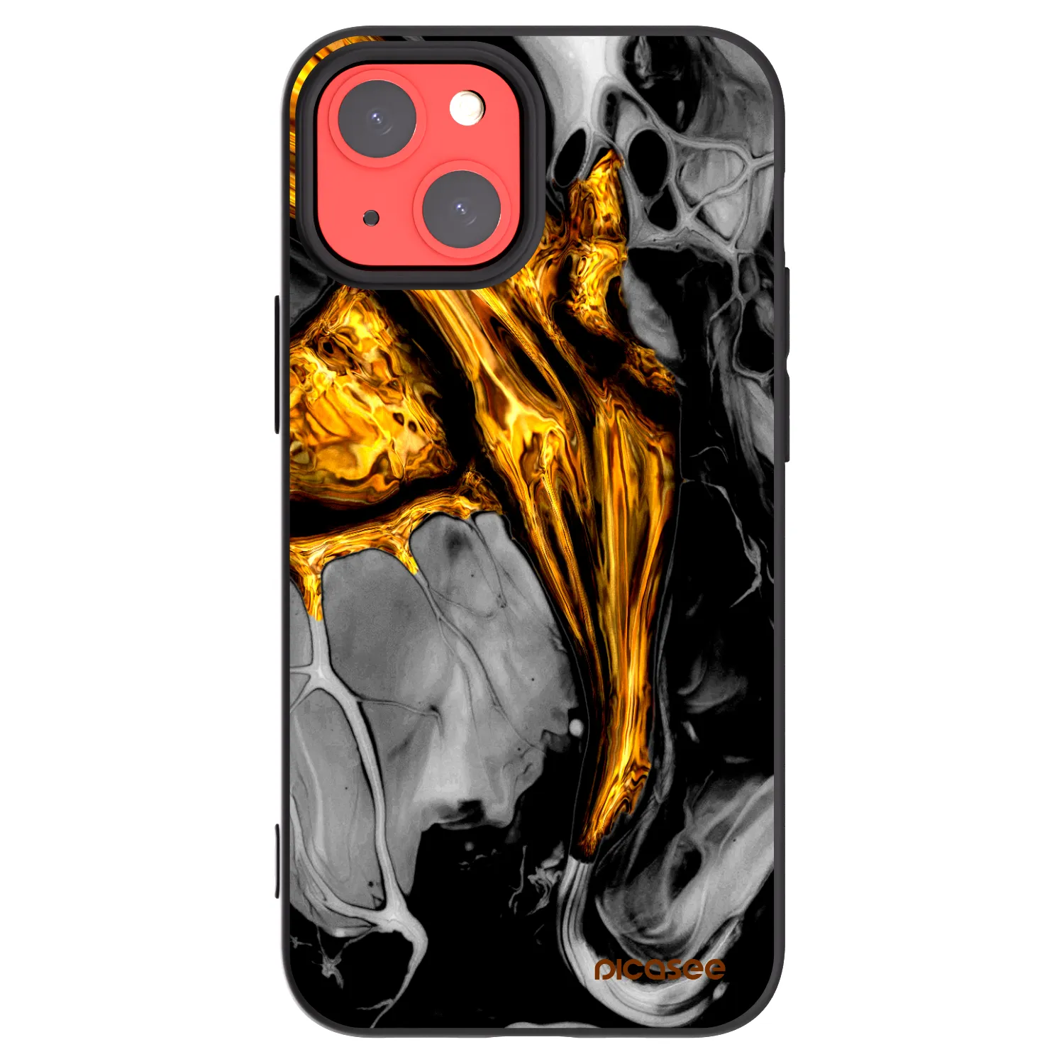 Picasee crna silikonska maskica za Apple iPhone 13 mini - Black Gold