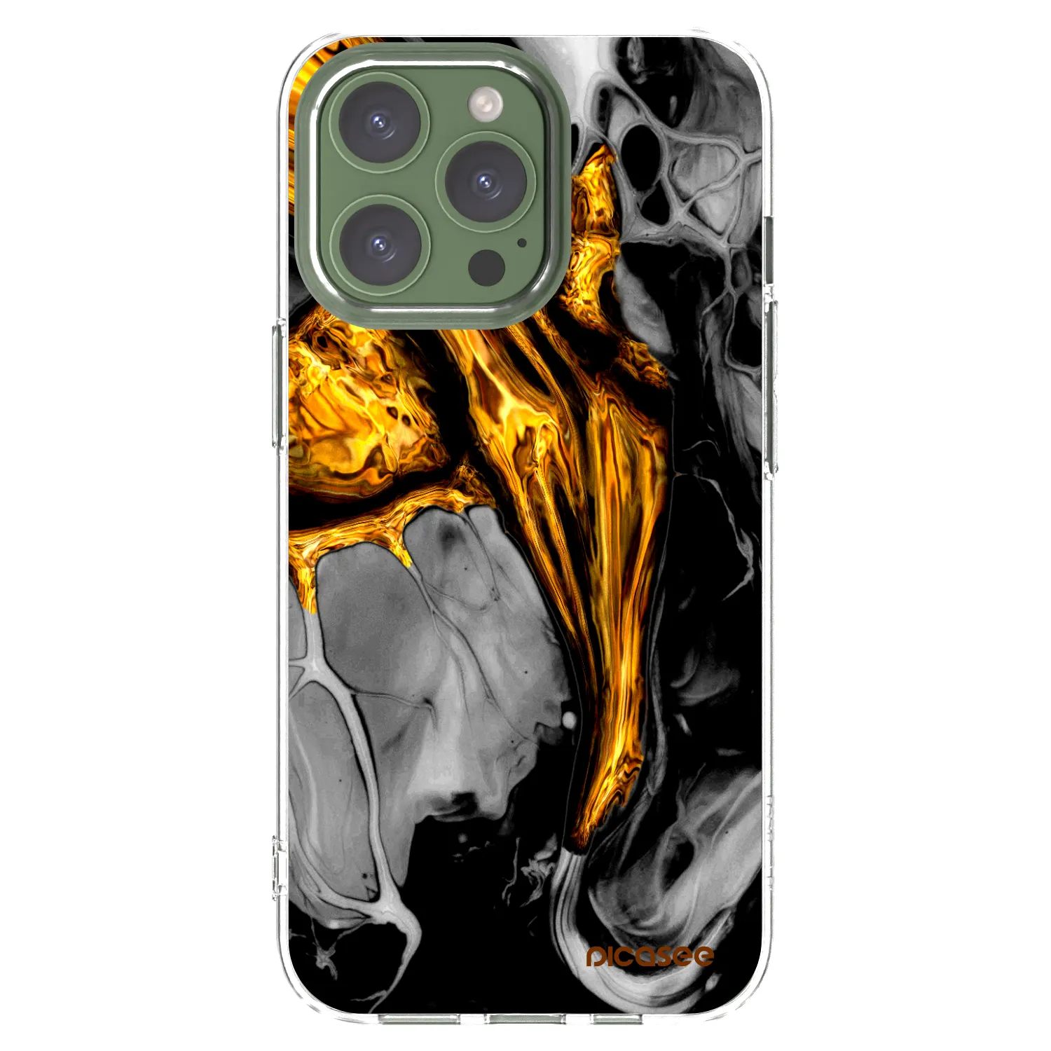 Picasee silikonska prozirna maskica za Apple iPhone 13 Pro - Black Gold