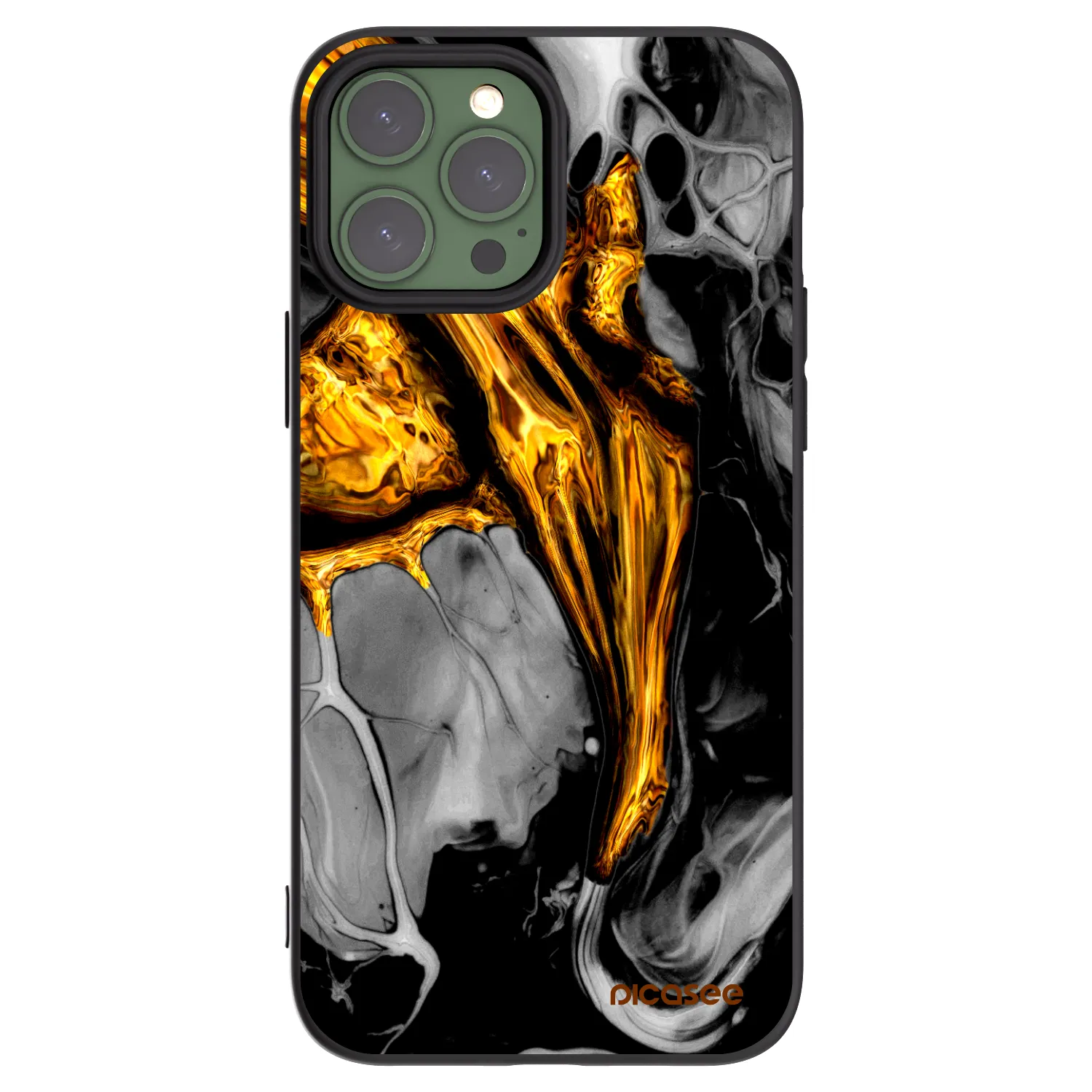 Picasee crna silikonska maskica za Apple iPhone 13 Pro Max - Black Gold