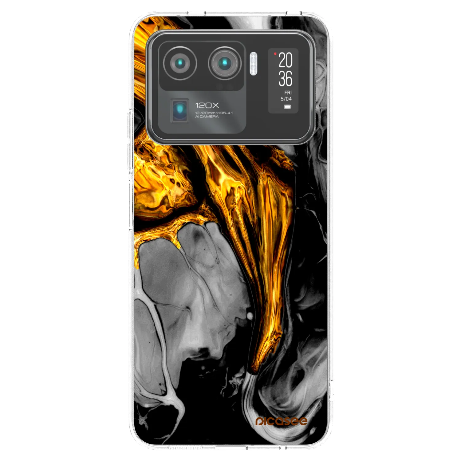 Picasee silikonska prozirna maskica za Xiaomi Mi 11 Ultra - Black Gold