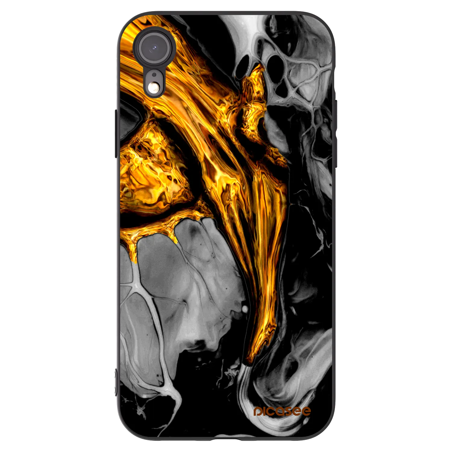 Picasee crna silikonska maskica za Apple iPhone XR - Black Gold