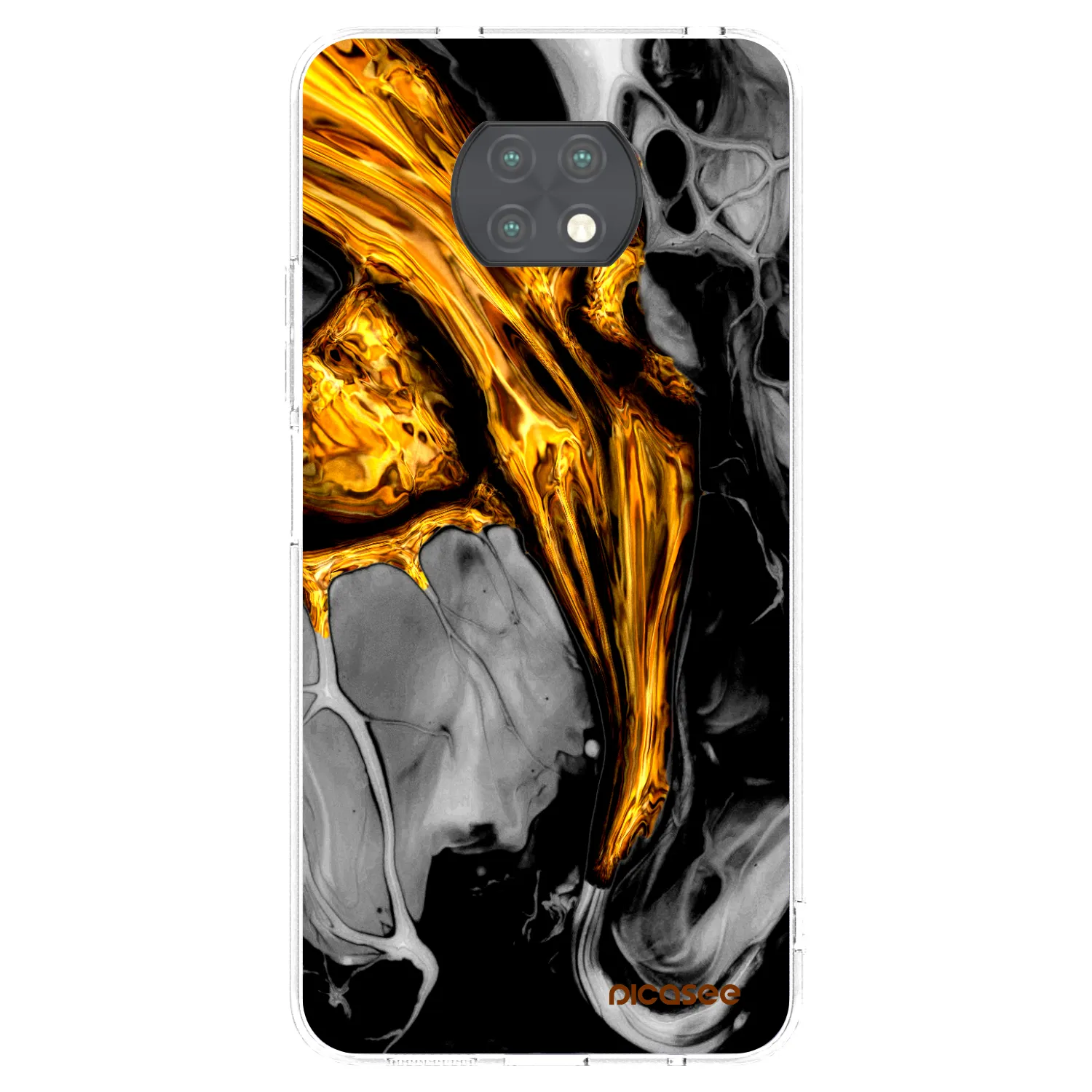 Picasee silikonska prozirna maskica za Xiaomi Redmi Note 9T - Black Gold