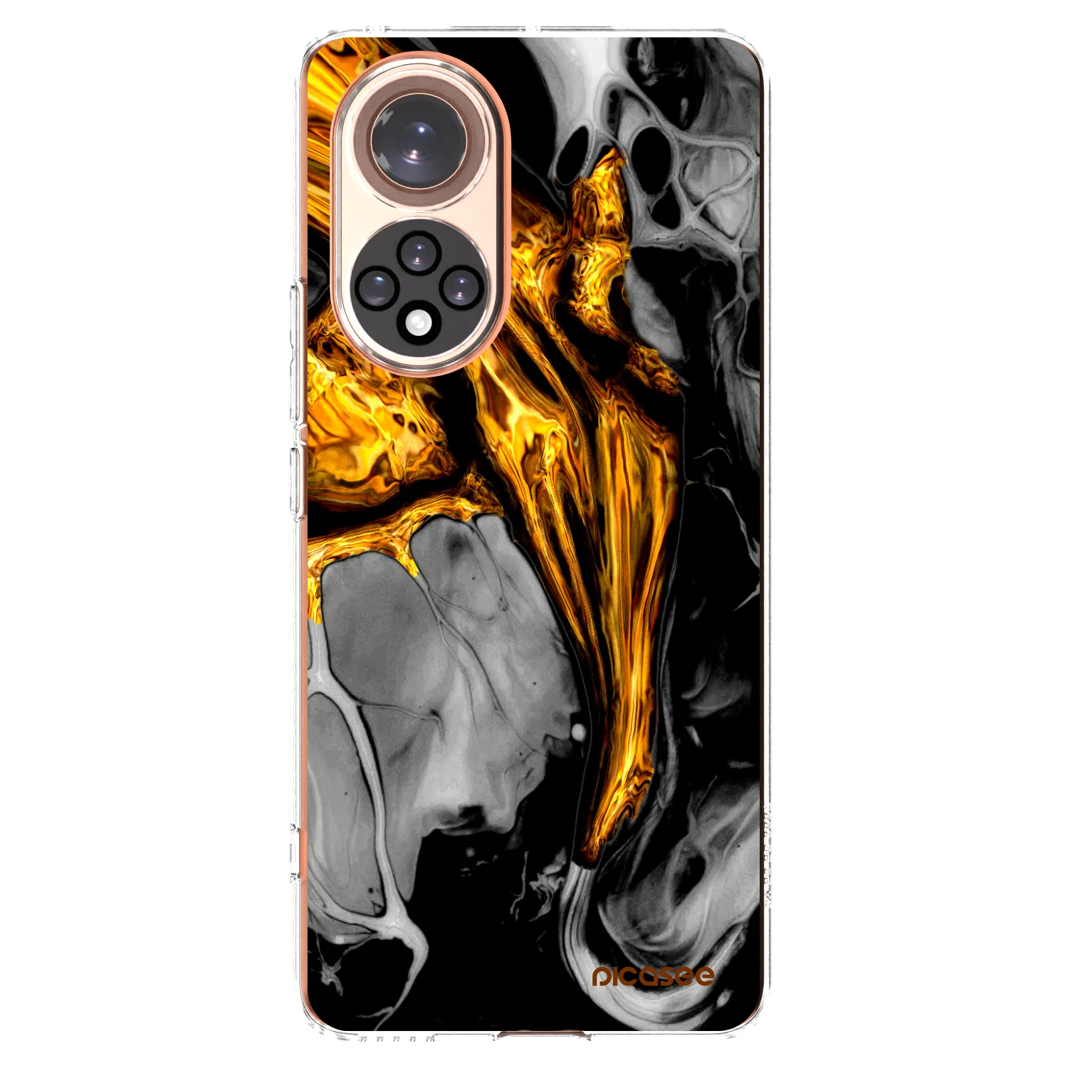 Picasee silikonska prozirna maskica za Huawei Nova 9 - Black Gold