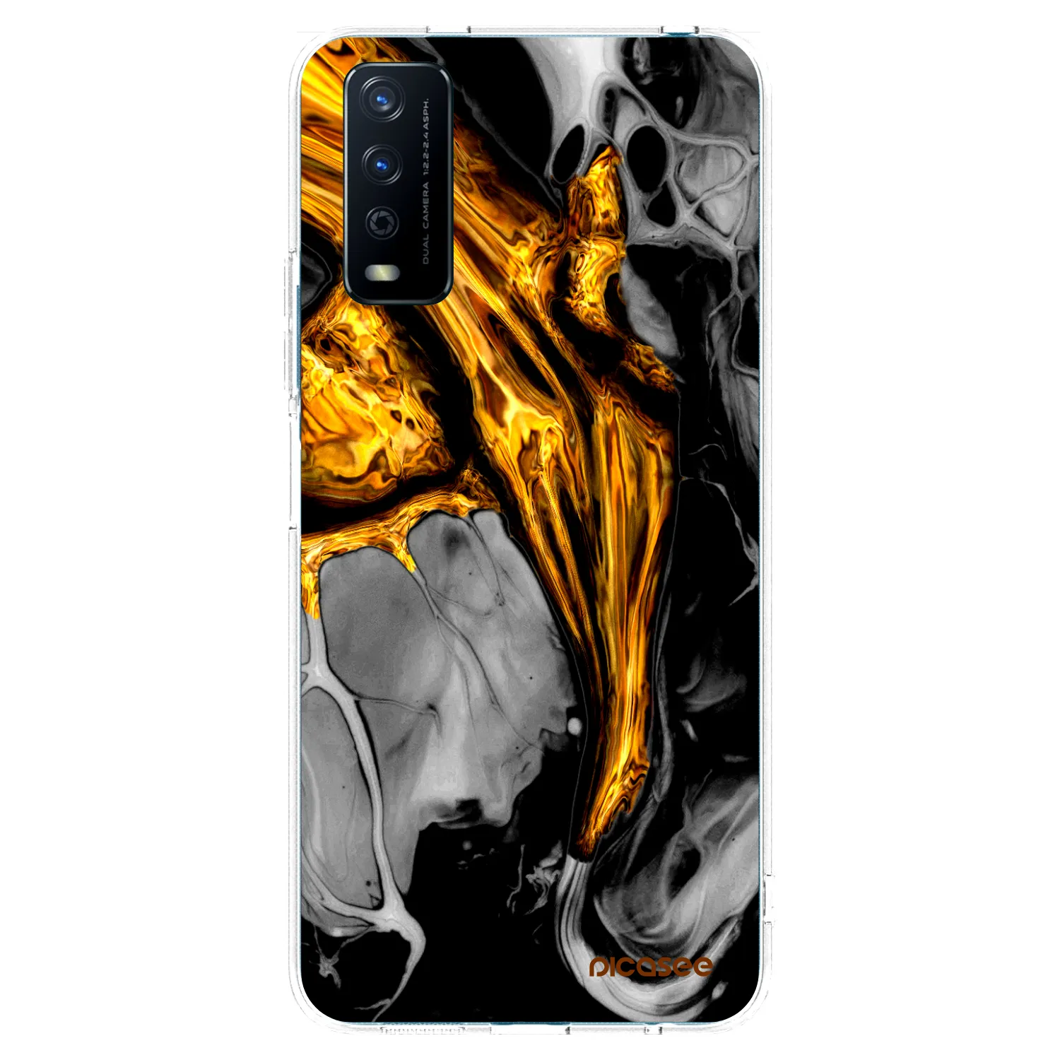 Picasee silikonska prozirna maskica za Vivo Y11s - Black Gold