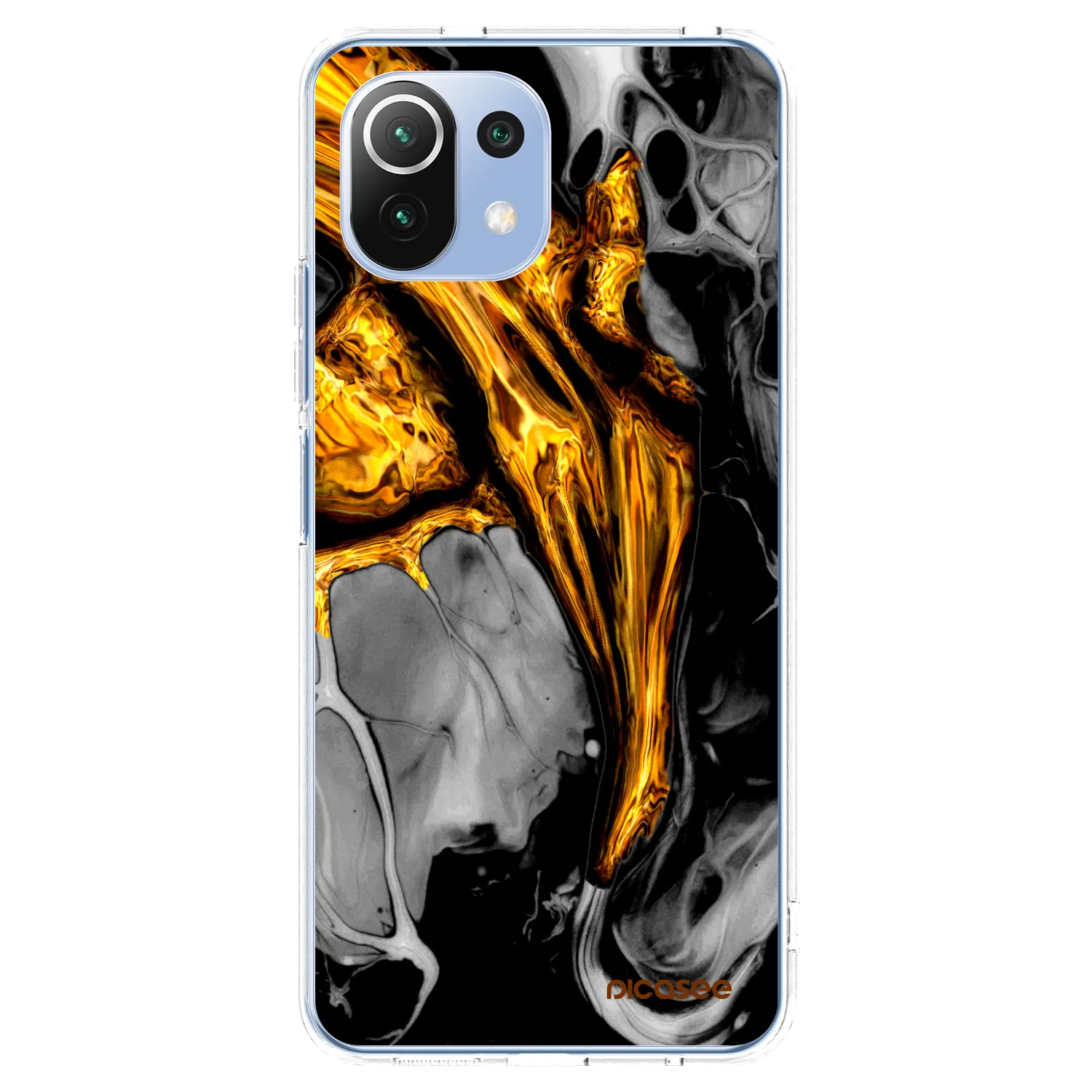 Picasee silikonska prozirna maskica za Xiaomi 11 Lite 5G NE - Black Gold