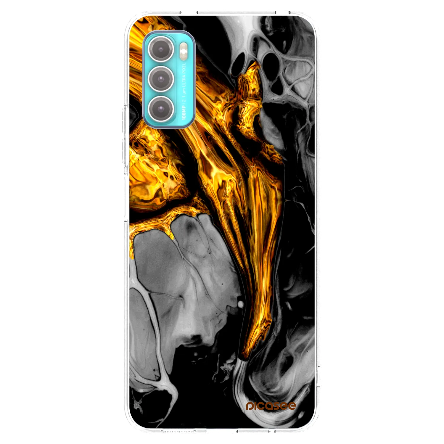 Picasee silikonska prozirna maskica za Motorola Moto G60 - Black Gold