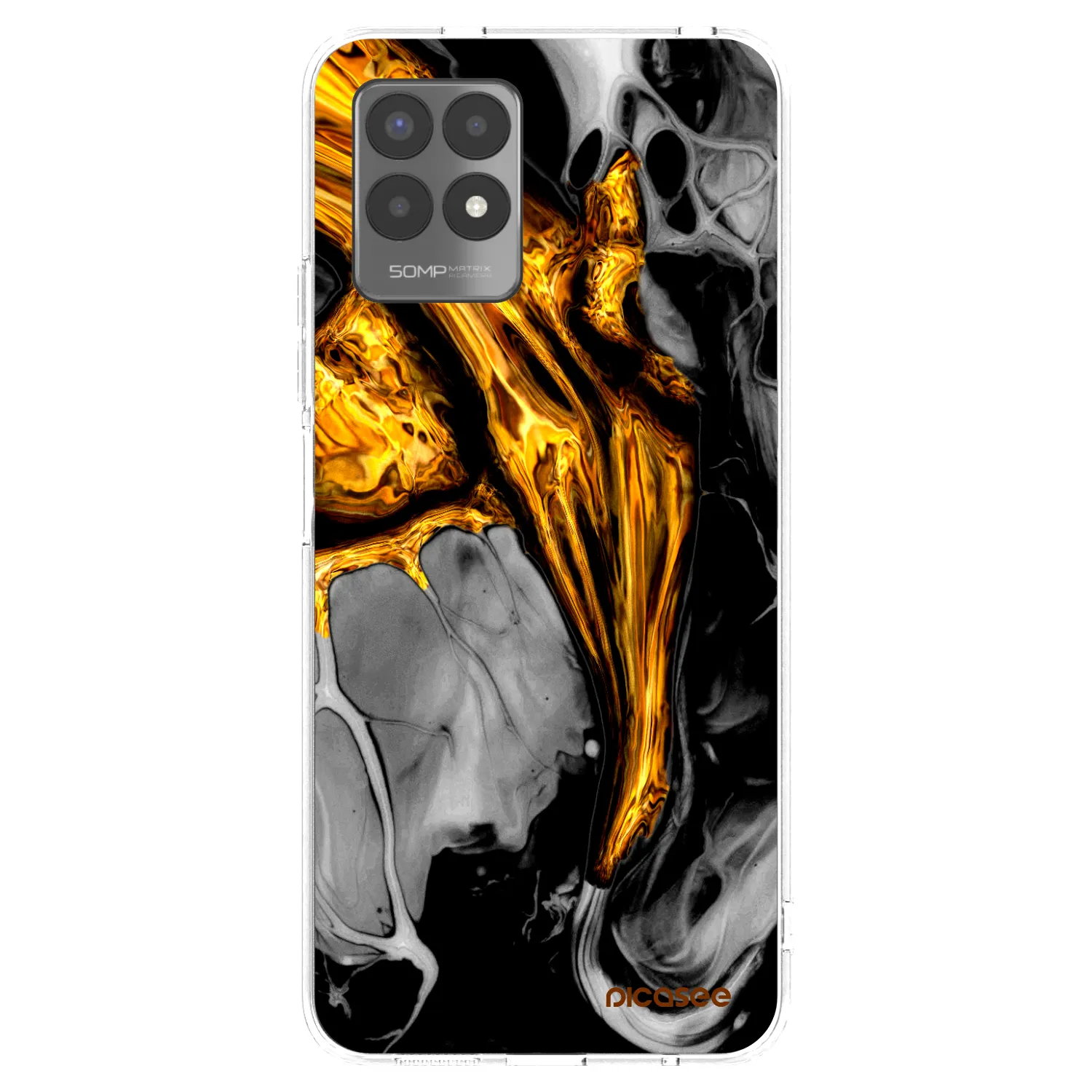 Picasee silikonska prozirna maskica za Realme 8i - Black Gold