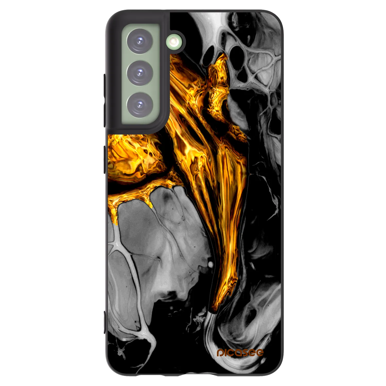 Picasee crna silikonska maskica za Samsung Galaxy S21 FE 5G - Black Gold