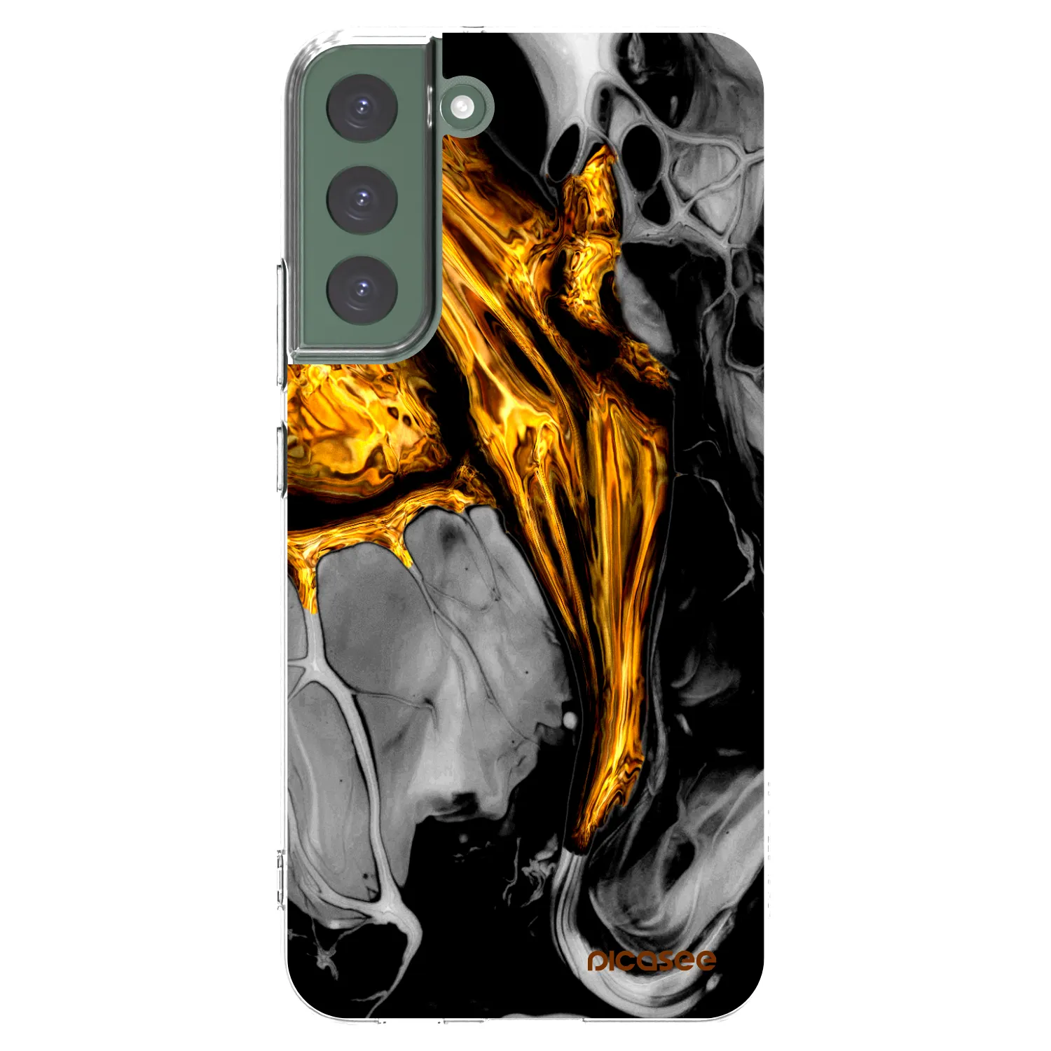 Picasee silikonska prozirna maskica za Samsung Galaxy S22+ 5G - Black Gold