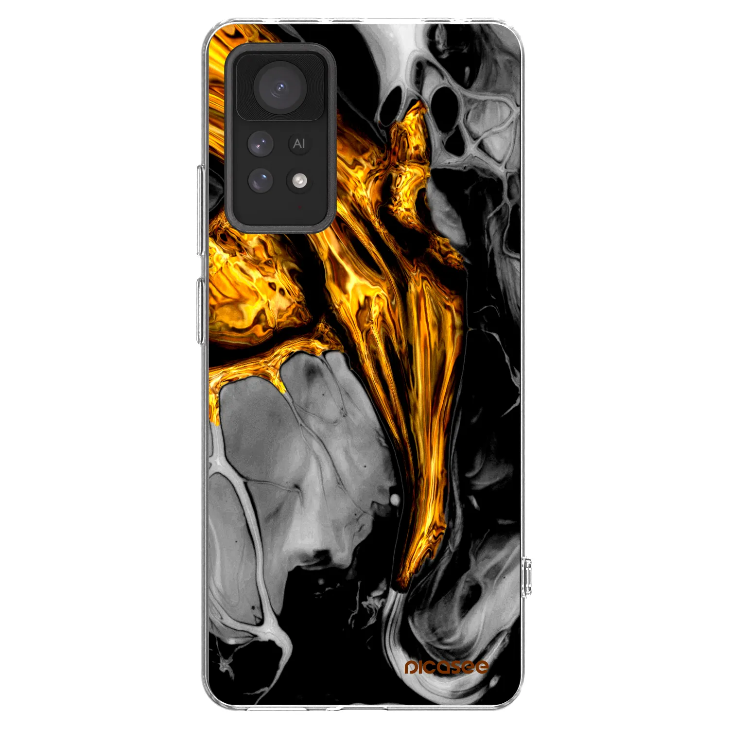 Picasee silikonska prozirna maskica za Xiaomi Redmi Note 11 Pro 5G - Black Gold