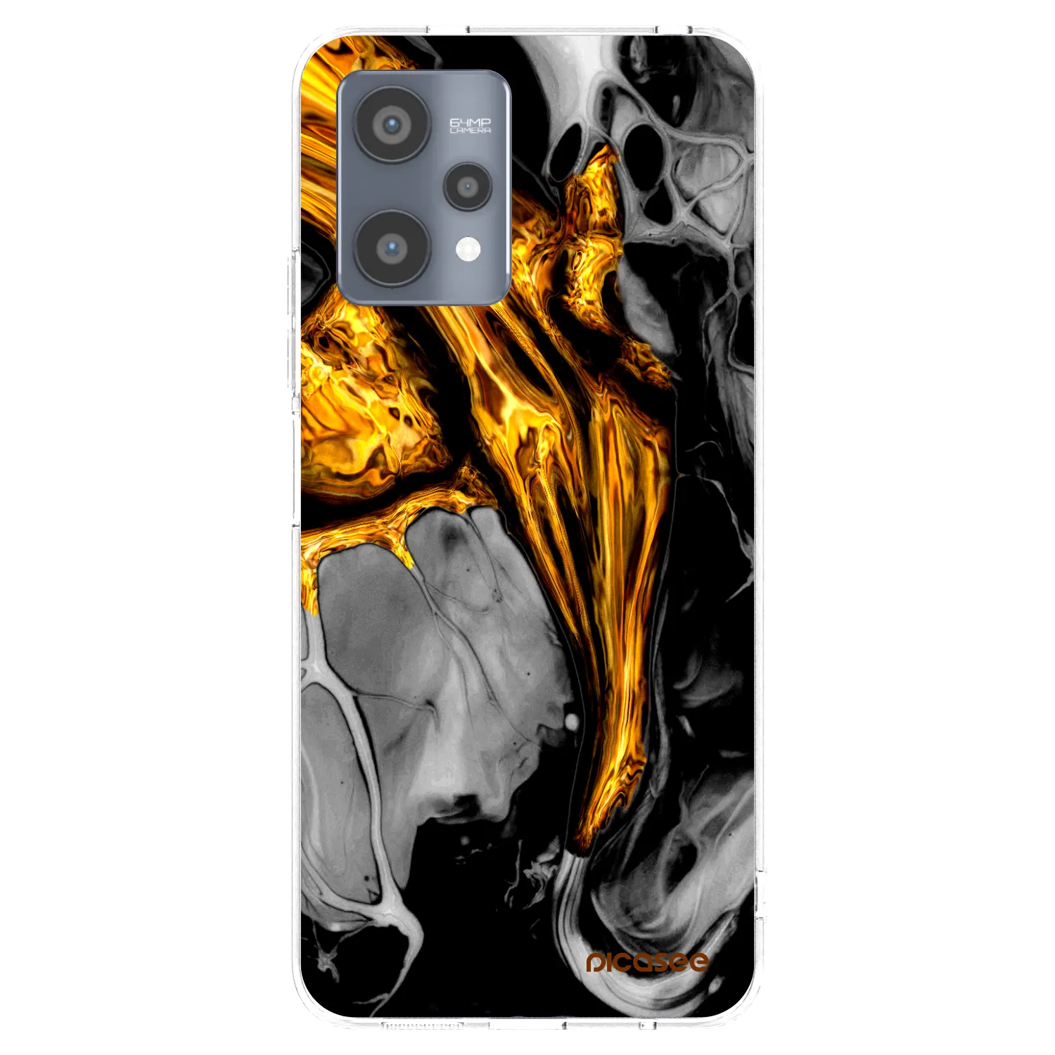 Picasee silikonska prozirna maskica za Realme 9 Pro 5G - Black Gold