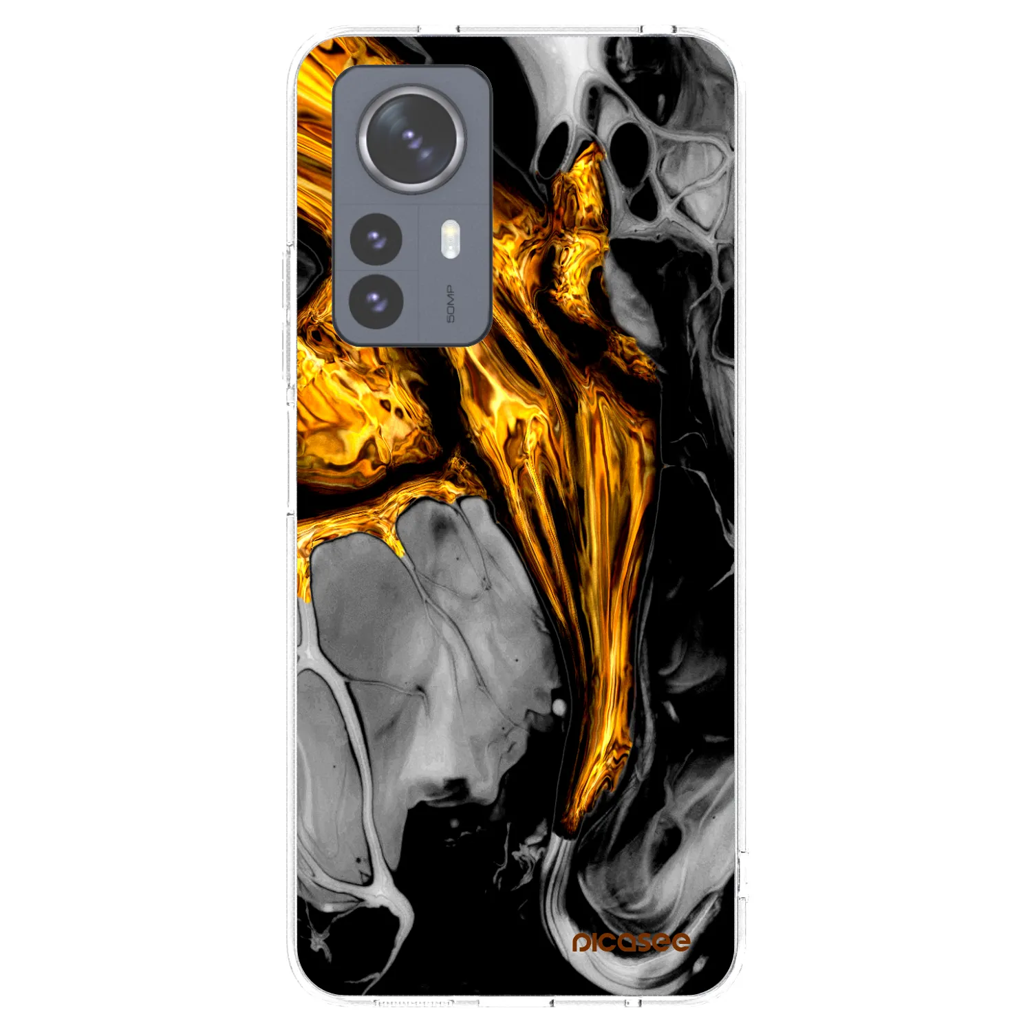 Picasee silikonska prozirna maskica za Xiaomi 12 Pro - Black Gold