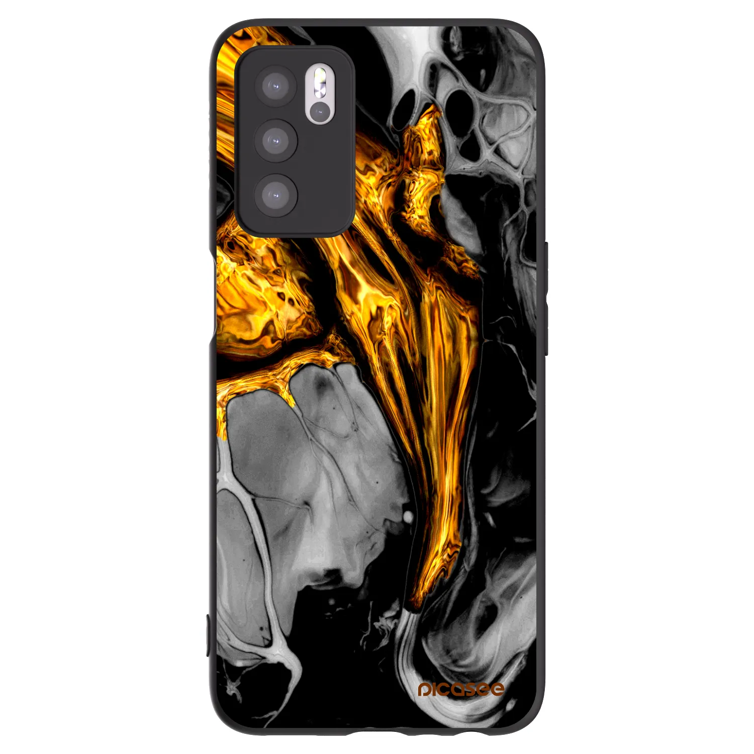 Picasee crna silikonska maskica za OPPO A16s - Black Gold