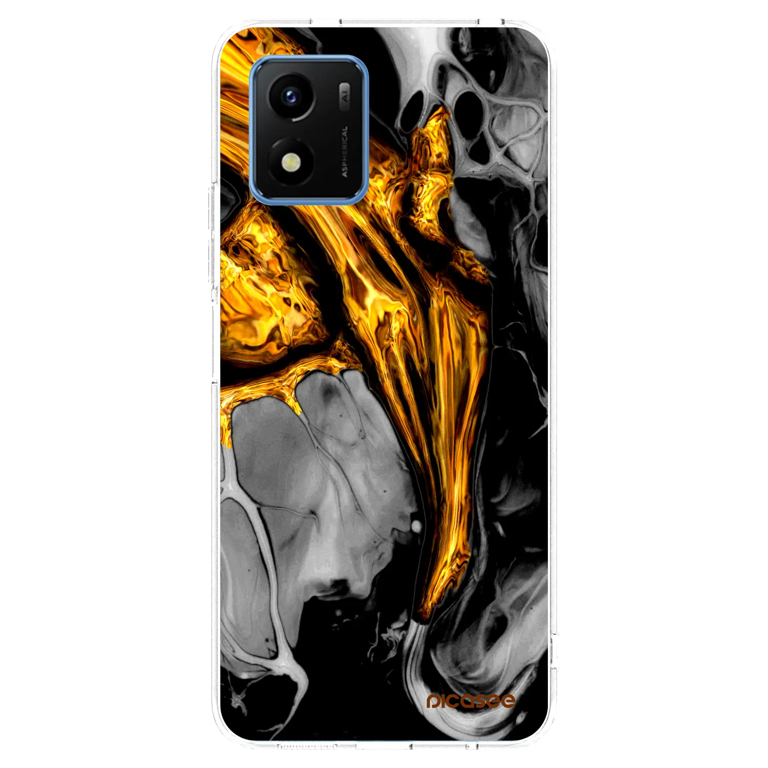Picasee silikonska prozirna maskica za Vivo Y01 - Black Gold