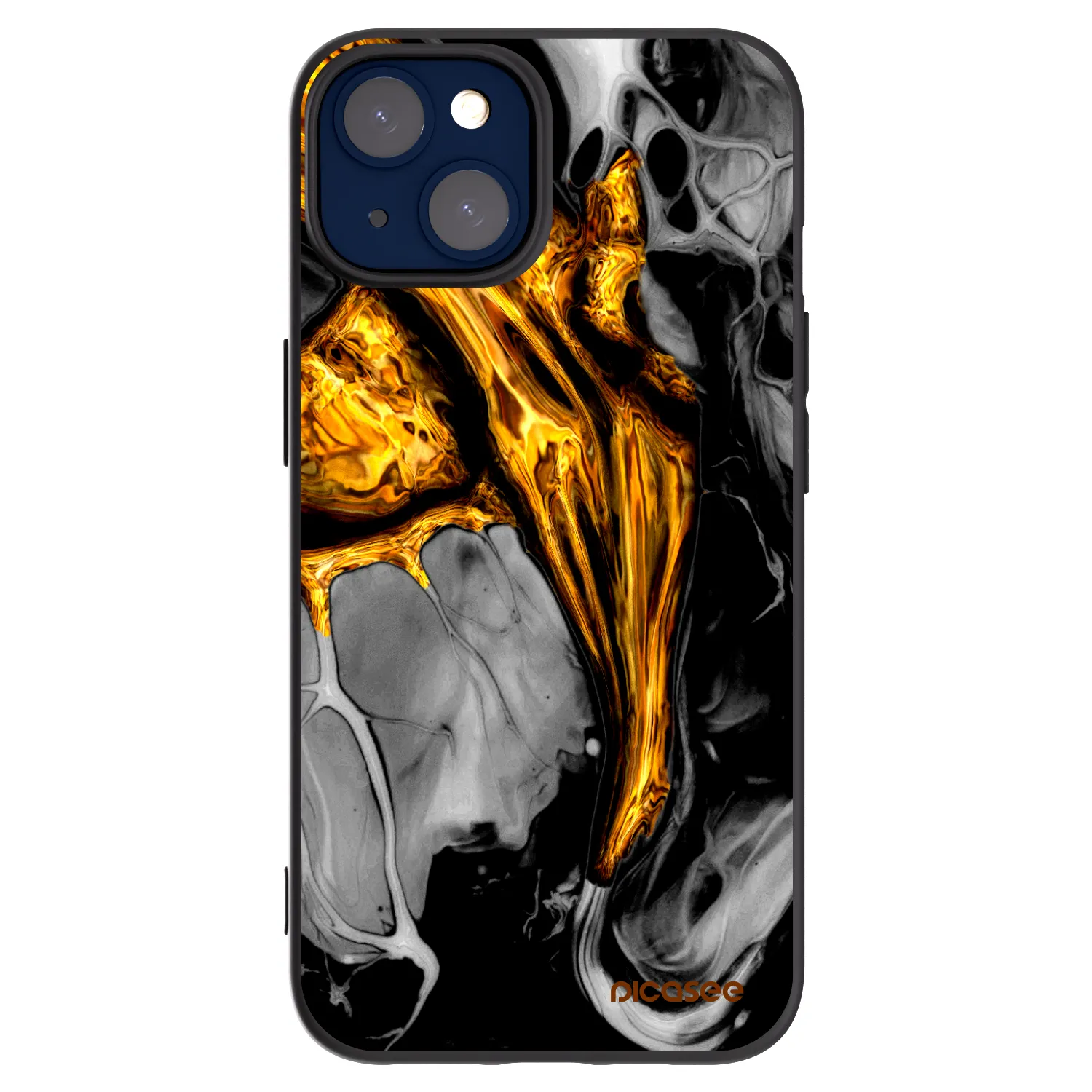 Picasee crna silikonska maskica za Apple iPhone 14 - Black Gold