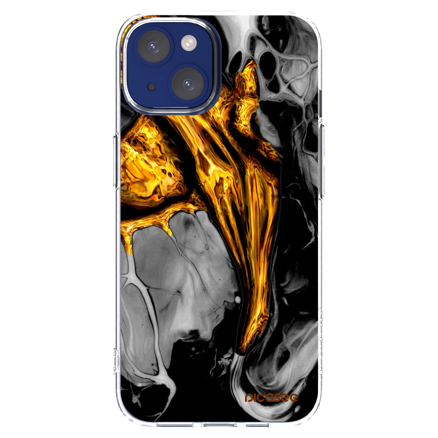 Picasee silikonska prozirna maskica za Apple iPhone 14 - Black Gold