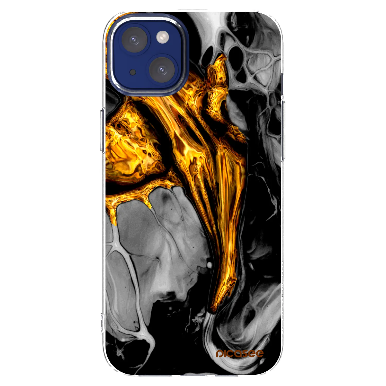 Picasee silikonska prozirna maskica za Apple iPhone 14 Plus - Black Gold