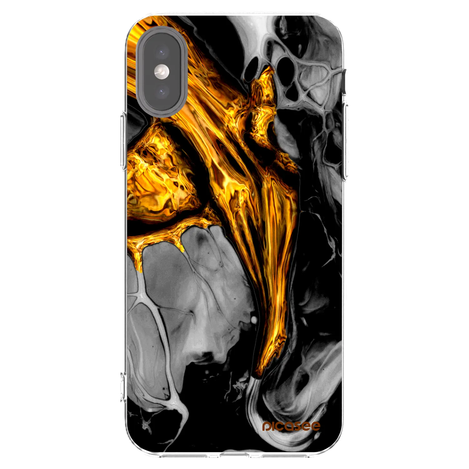 Picasee silikonska prozirna maskica za Apple iPhone X/XS - Black Gold