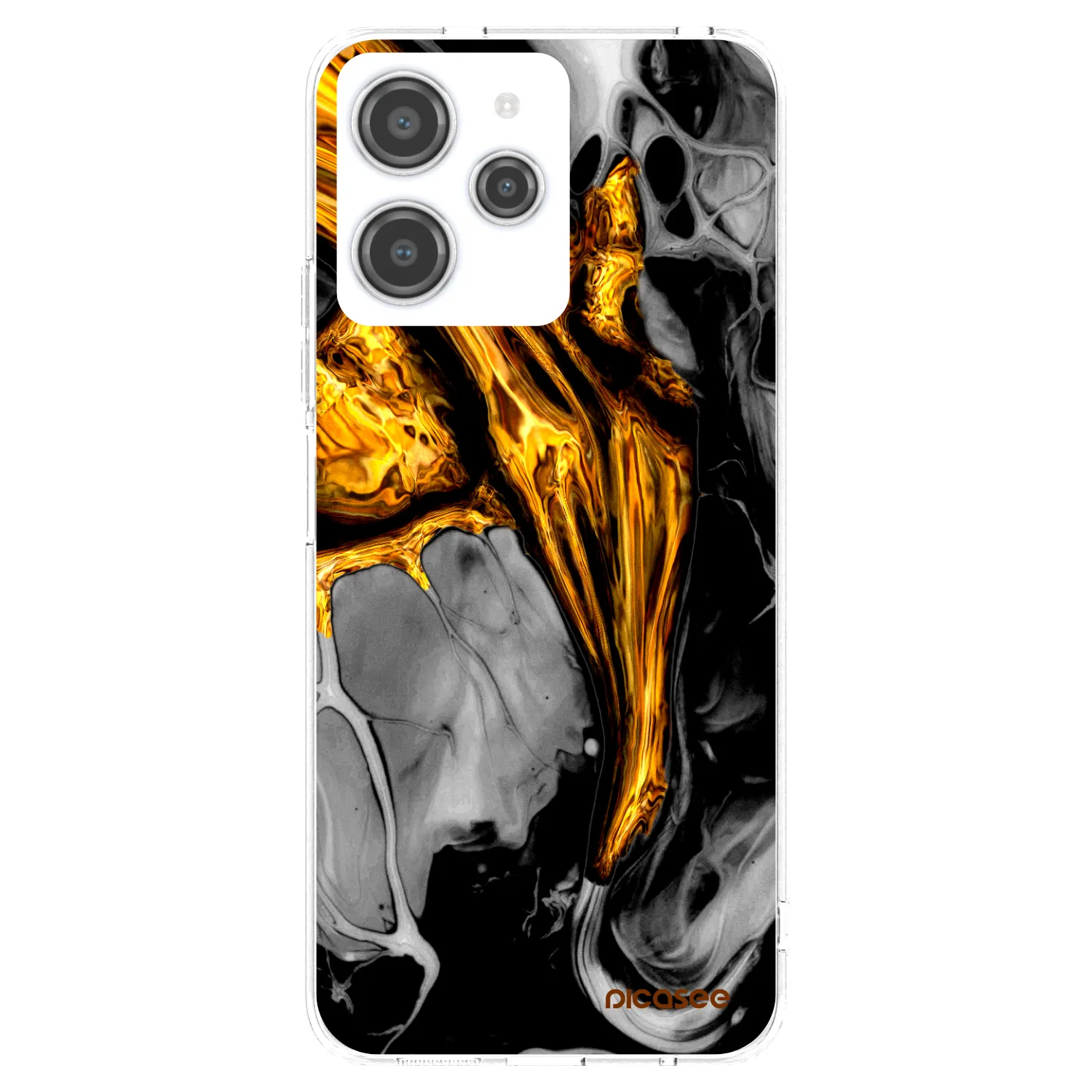 Picasee silikonska prozirna maskica za Xiaomi Redmi 12 4G - Black Gold