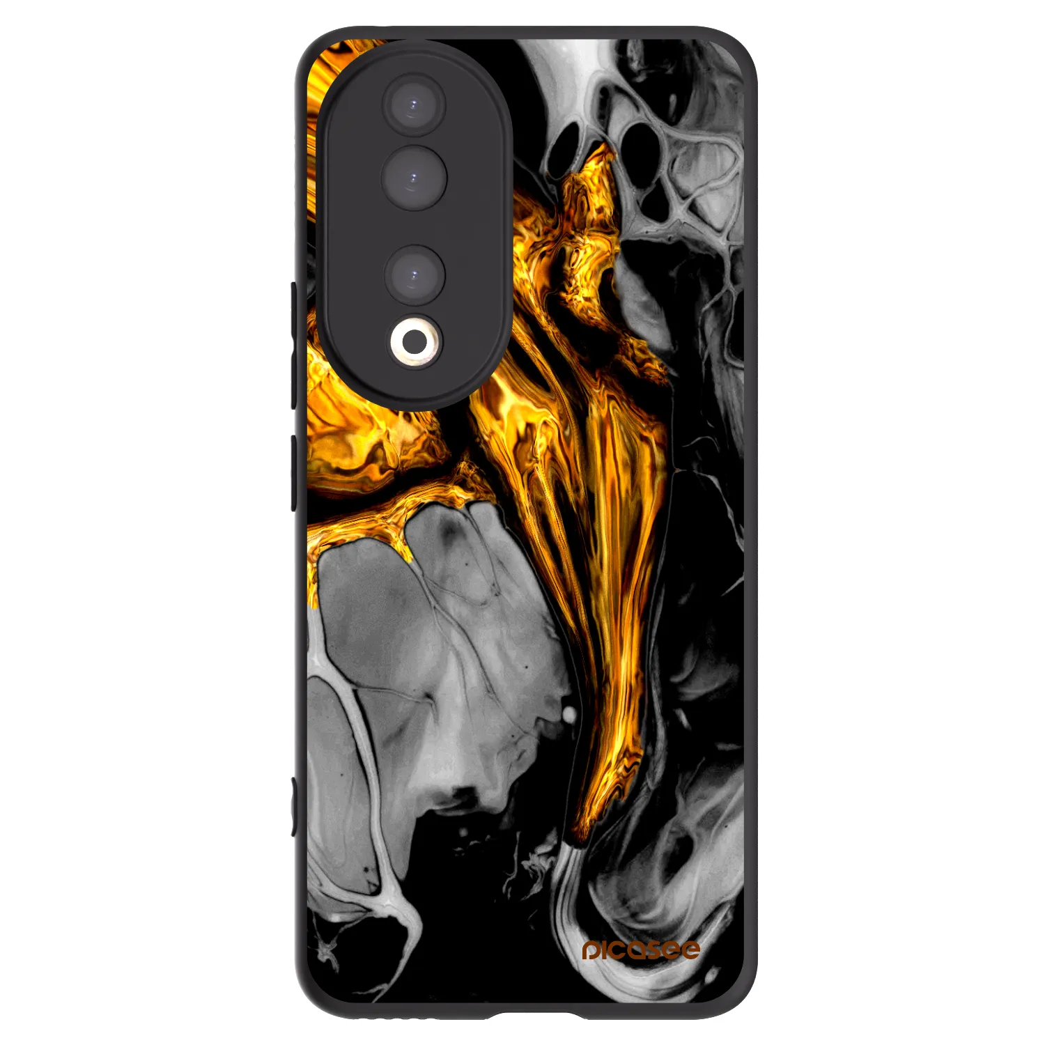 Picasee crna silikonska maskica za Honor 90 5G - Black Gold