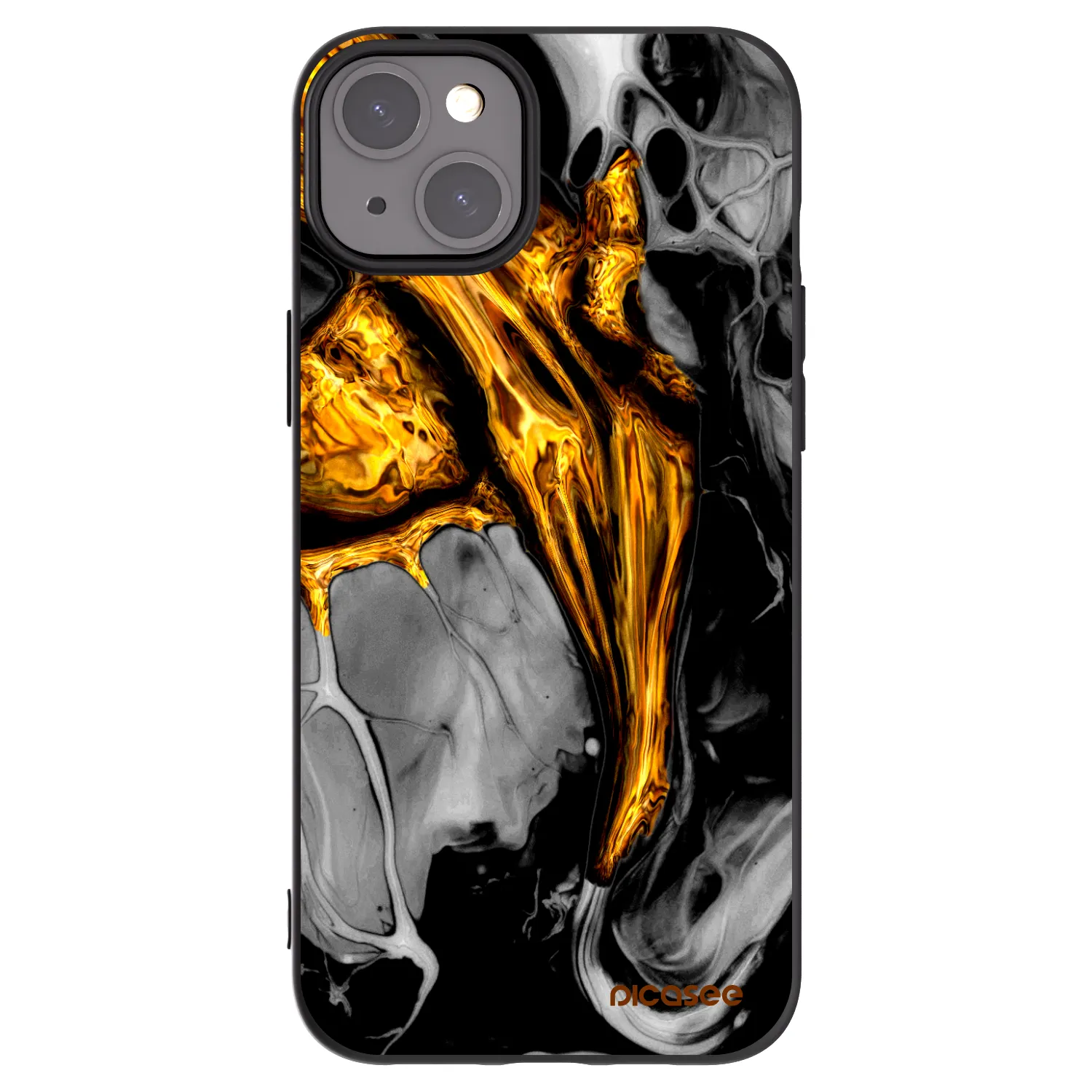 Picasee crna silikonska maskica za Apple iPhone 15 Plus - Black Gold