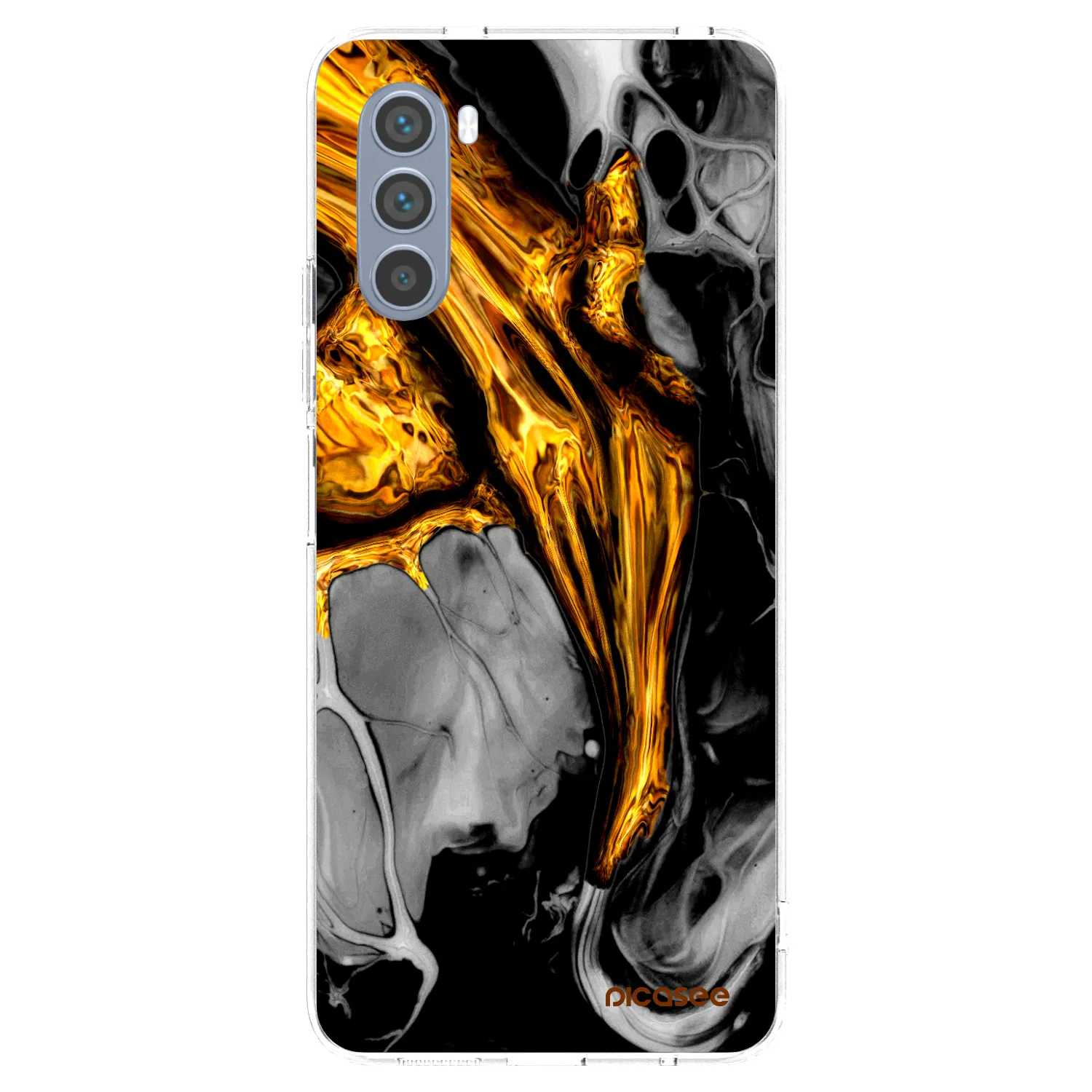 Picasee silikonska prozirna maskica za Motorola Moto G62 - Black Gold