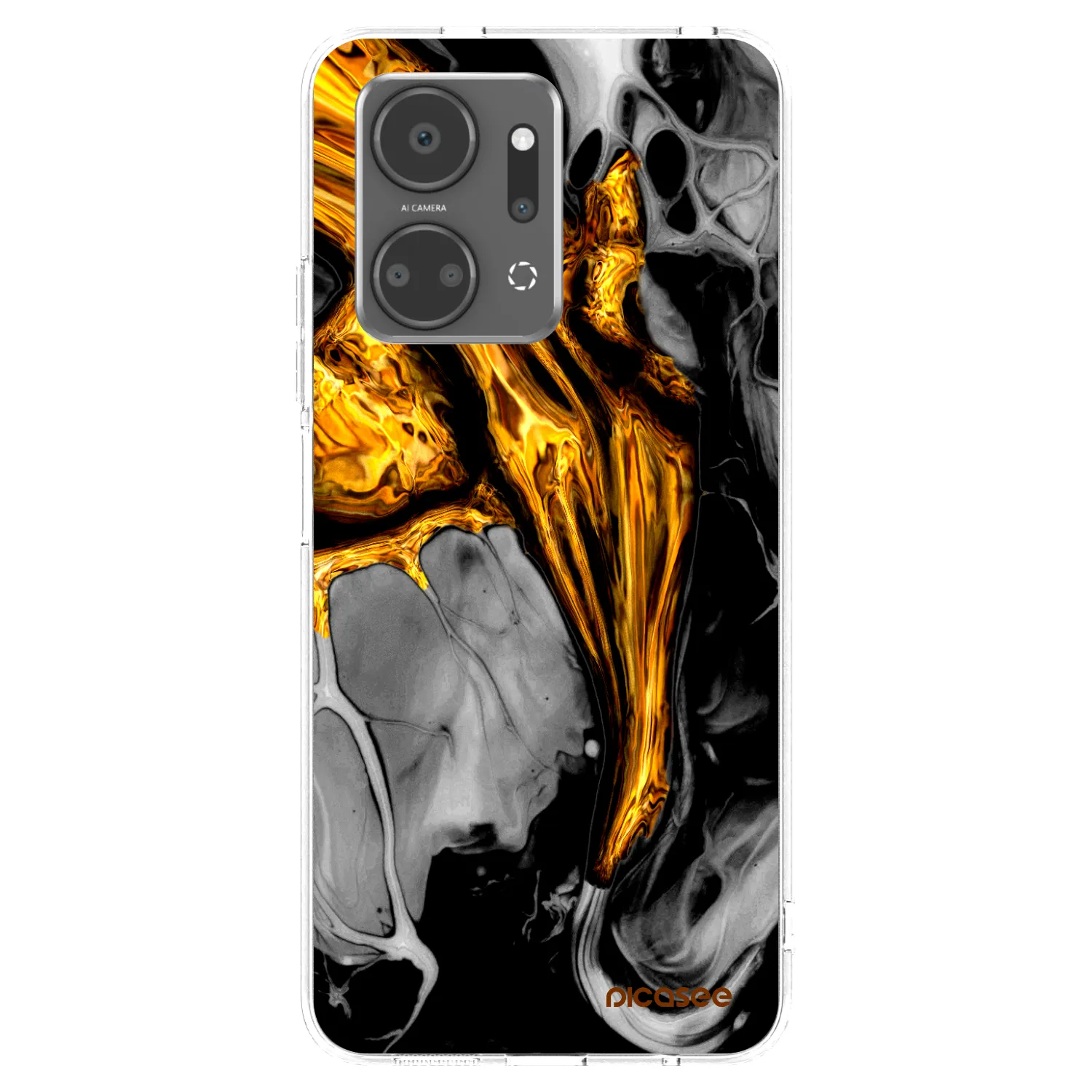 Picasee silikonska prozirna maskica za Honor X7a - Black Gold