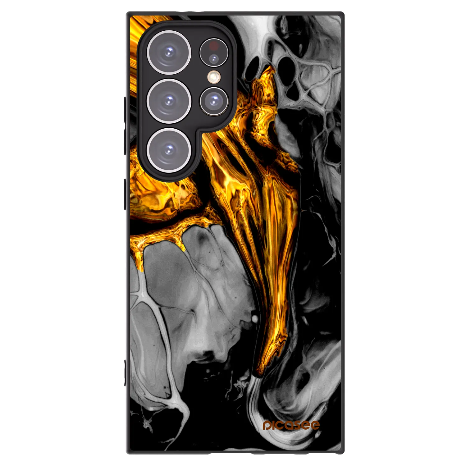 Picasee crna silikonska maskica za Samsung Galaxy S24 Ultra S928B 5G - Black Gold