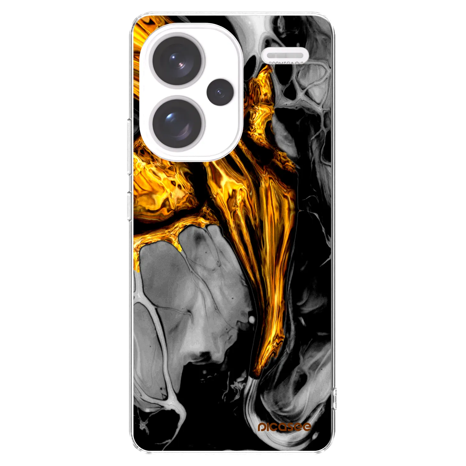 Picasee silikonska prozirna maskica za Xiaomi Redmi Note 13 Pro+ 5G - Black Gold