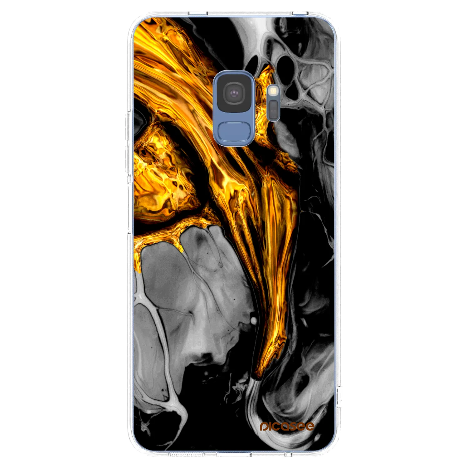 Picasee silikonska prozirna maskica za Samsung Galaxy S9 G960F - Black Gold