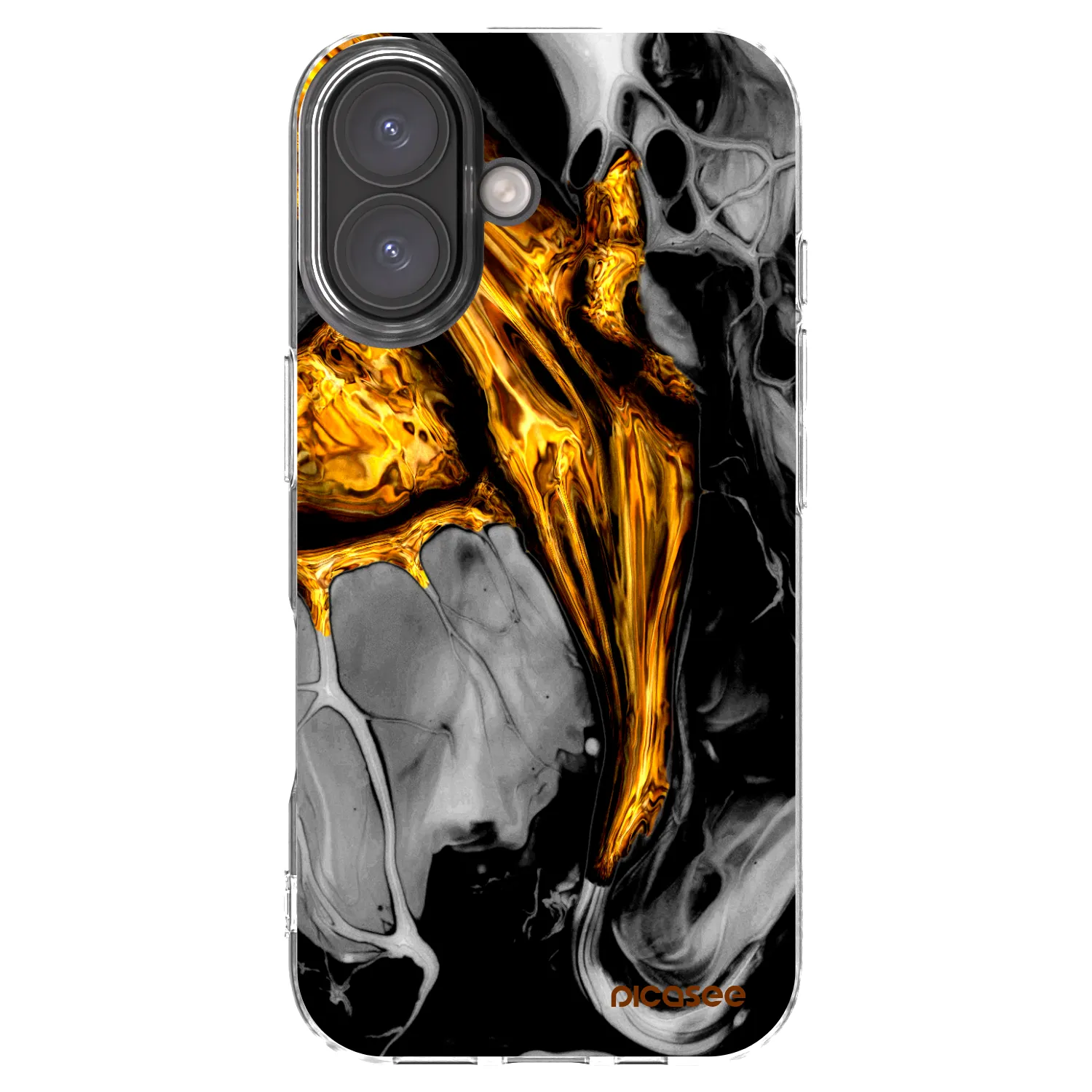Picasee silikonska prozirna maskica za Apple iPhone 16 - Black Gold