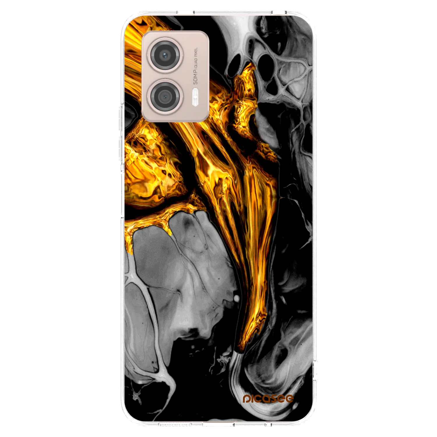 Picasee silikonska prozirna maskica za Motorola Moto G53 5G - Black Gold