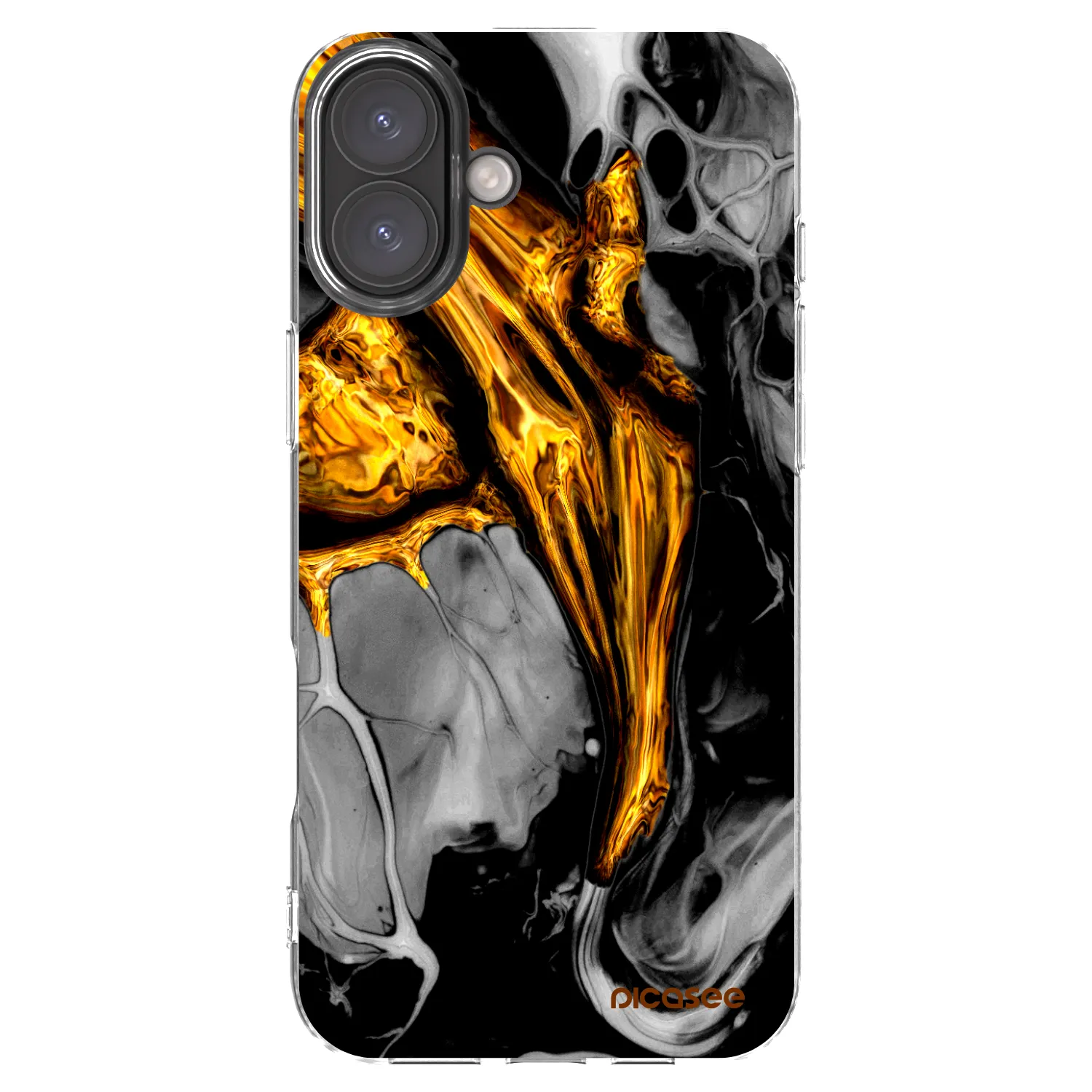 Picasee silikonska prozirna maskica za Apple iPhone 16 Plus - Black Gold