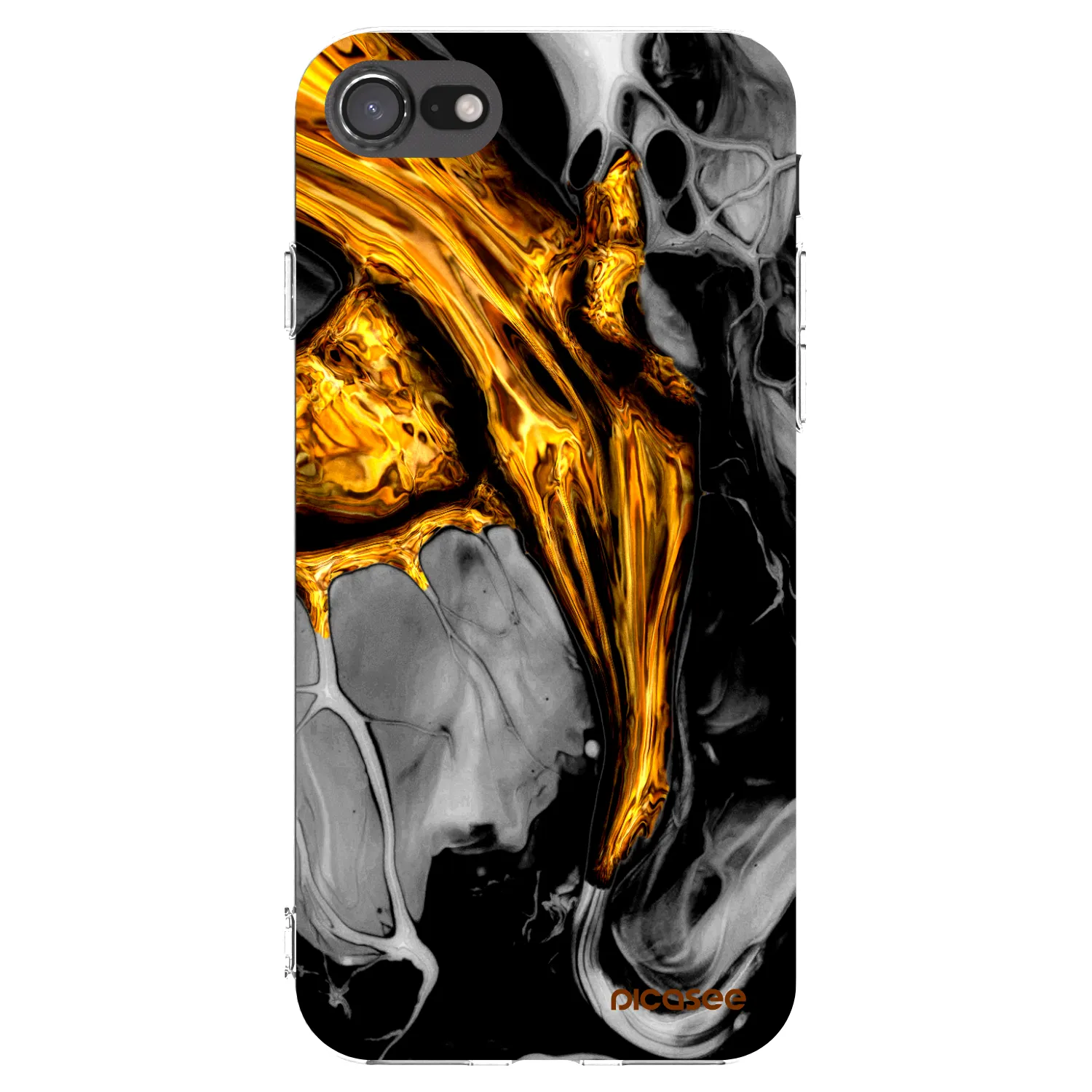 Picasee silikonska prozirna maskica za Apple iPhone 7 - Black Gold