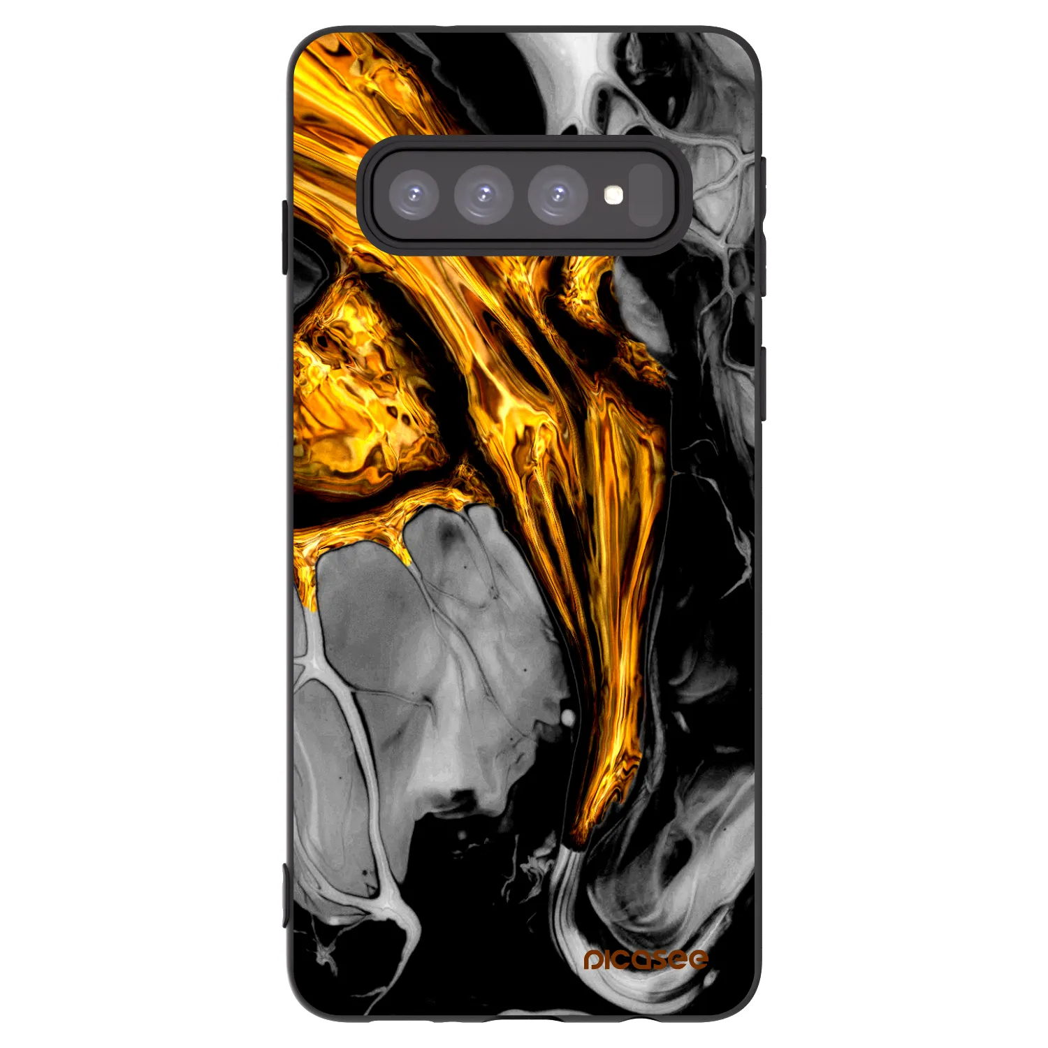 Picasee crna silikonska maskica za Samsung Galaxy S10 G973 - Black Gold