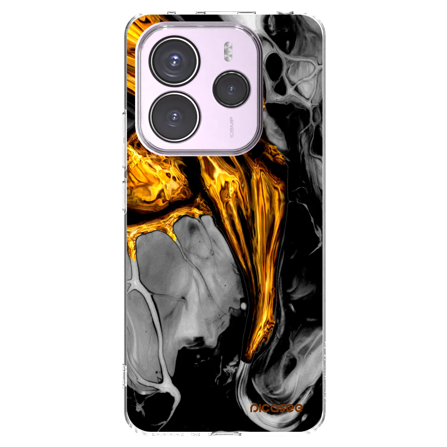 Picasee silikonska prozirna maskica za Xiaomi Redmi Note 14 5G - Black Gold