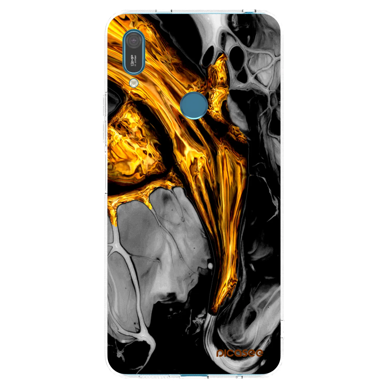 Picasee silikonska prozirna maskica za Huawei Y7 2019 - Black Gold