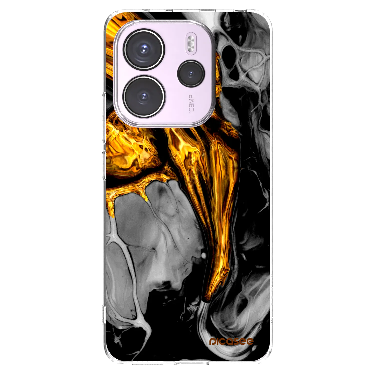 Picasee silikonska prozirna maskica za Xiaomi Redmi Note 14 4G - Black Gold