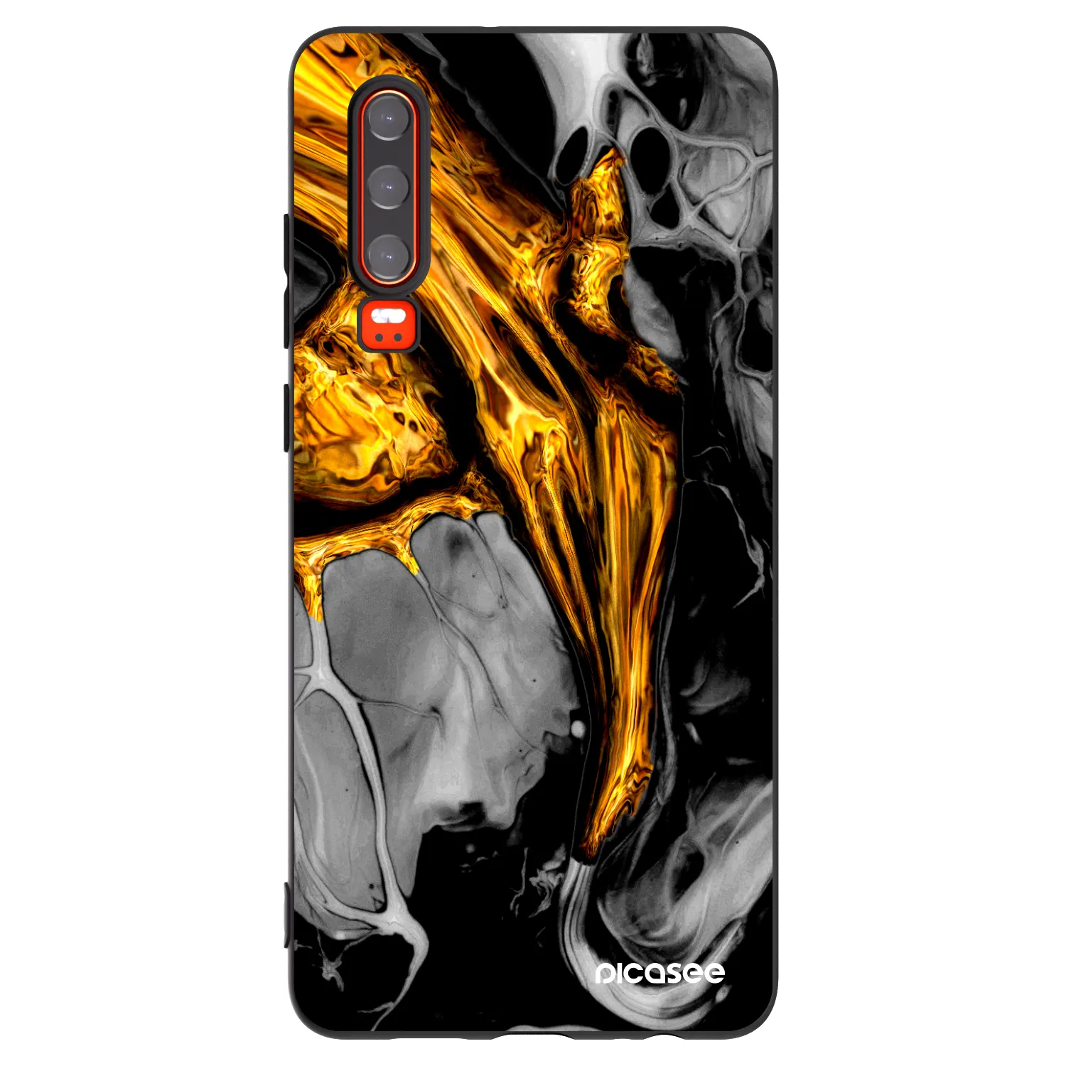 Picasee crna silikonska maskica za Huawei P30 - Black Gold