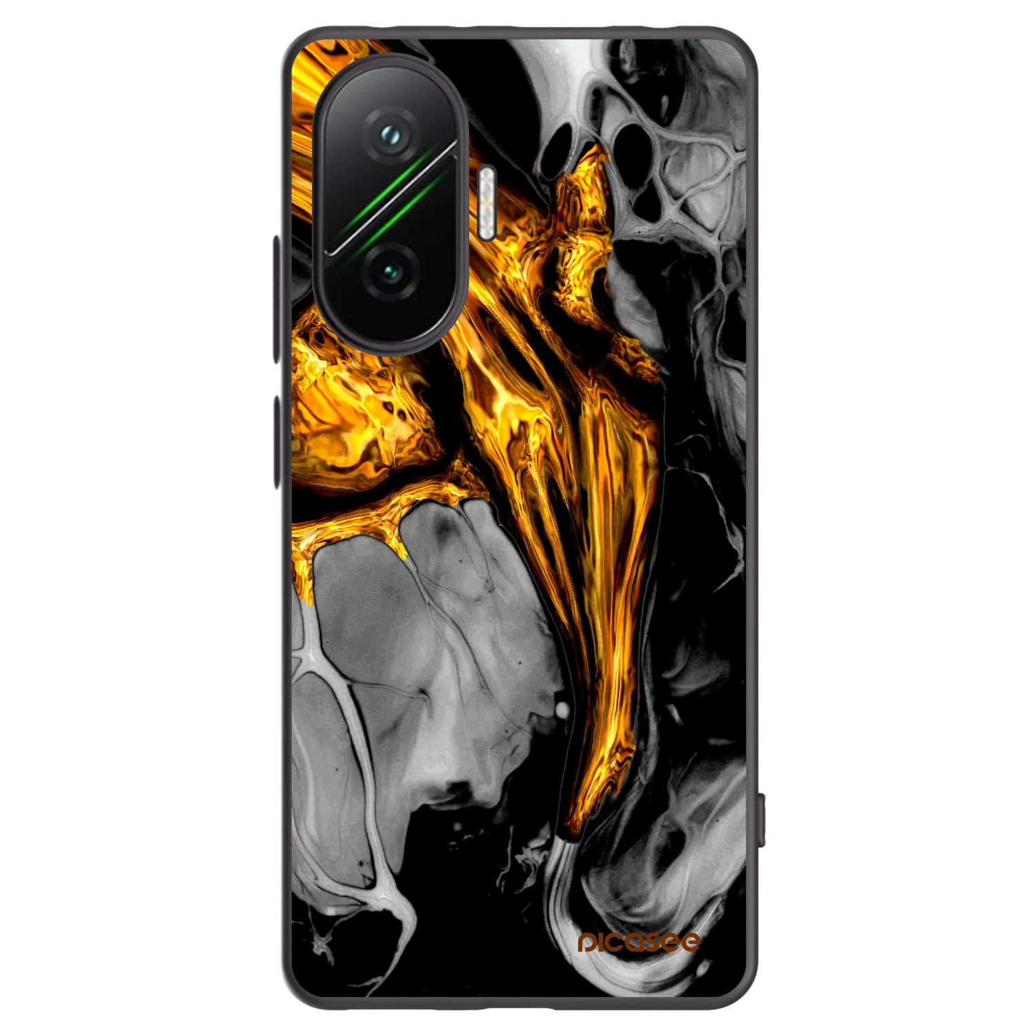 Picasee crna silikonska maskica za Xiaomi Poco F7 5G - Black Gold