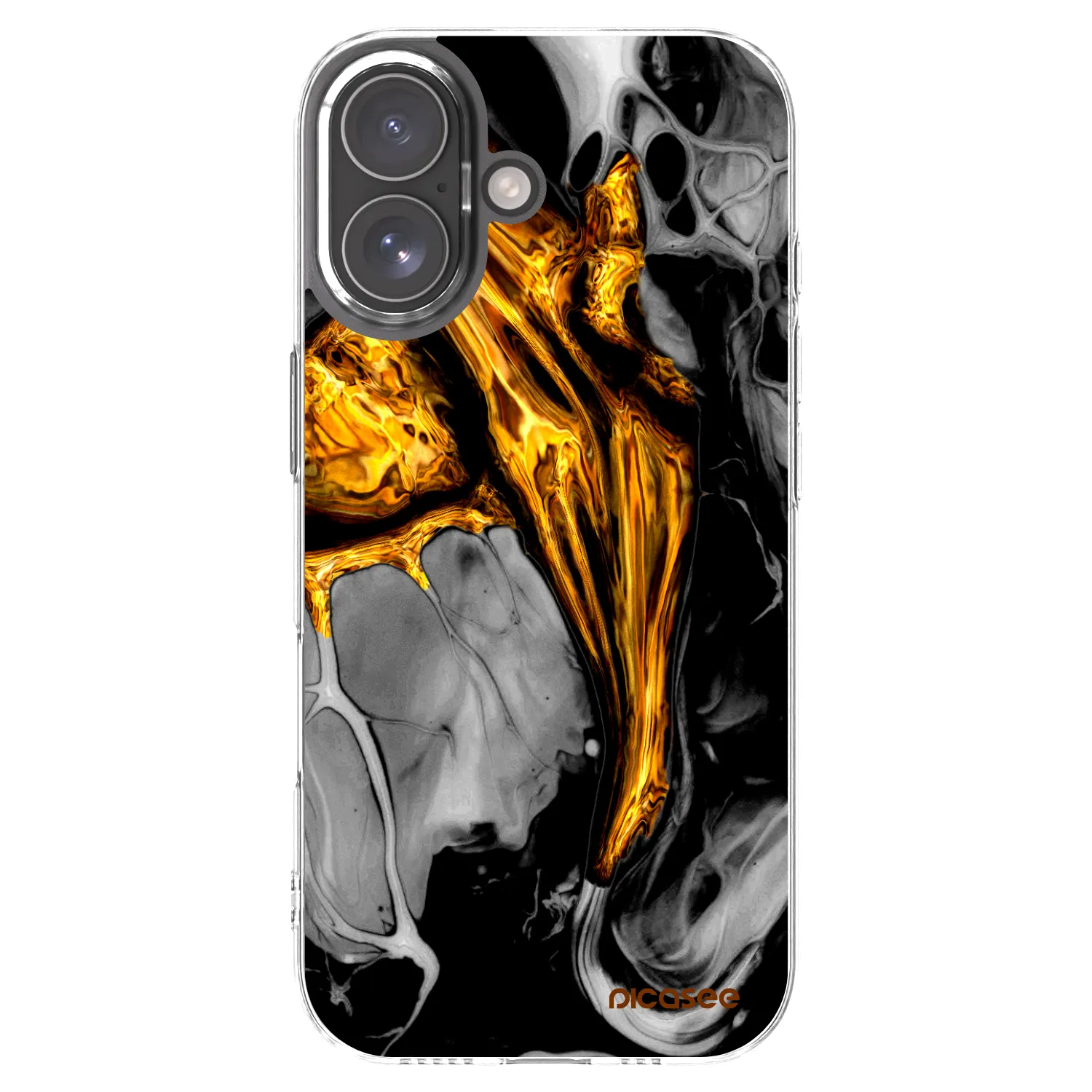 Picasee silikonska prozirna maskica za Apple iPhone 17 - Black Gold