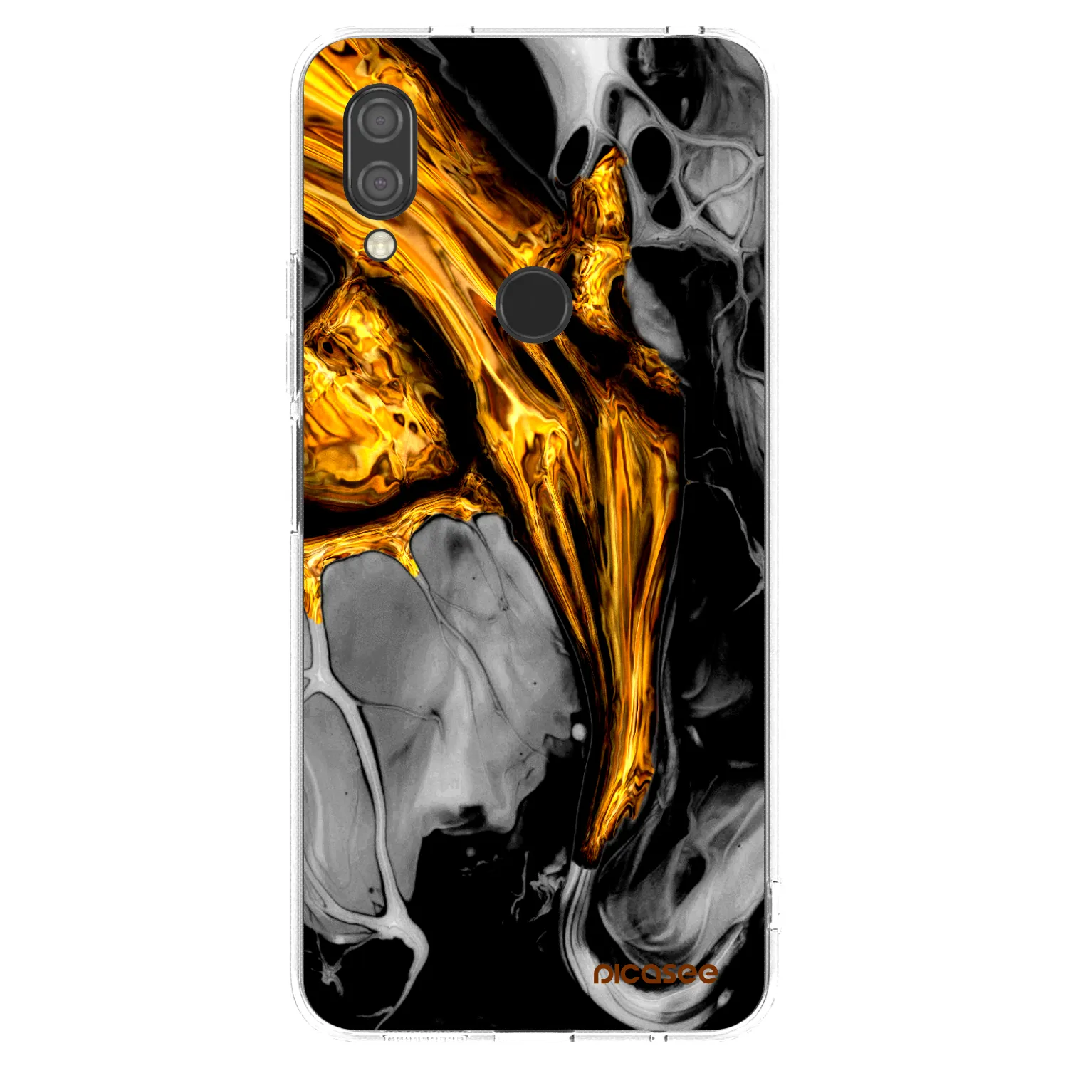 Picasee silikonska prozirna maskica za Xiaomi Redmi 7 - Black Gold
