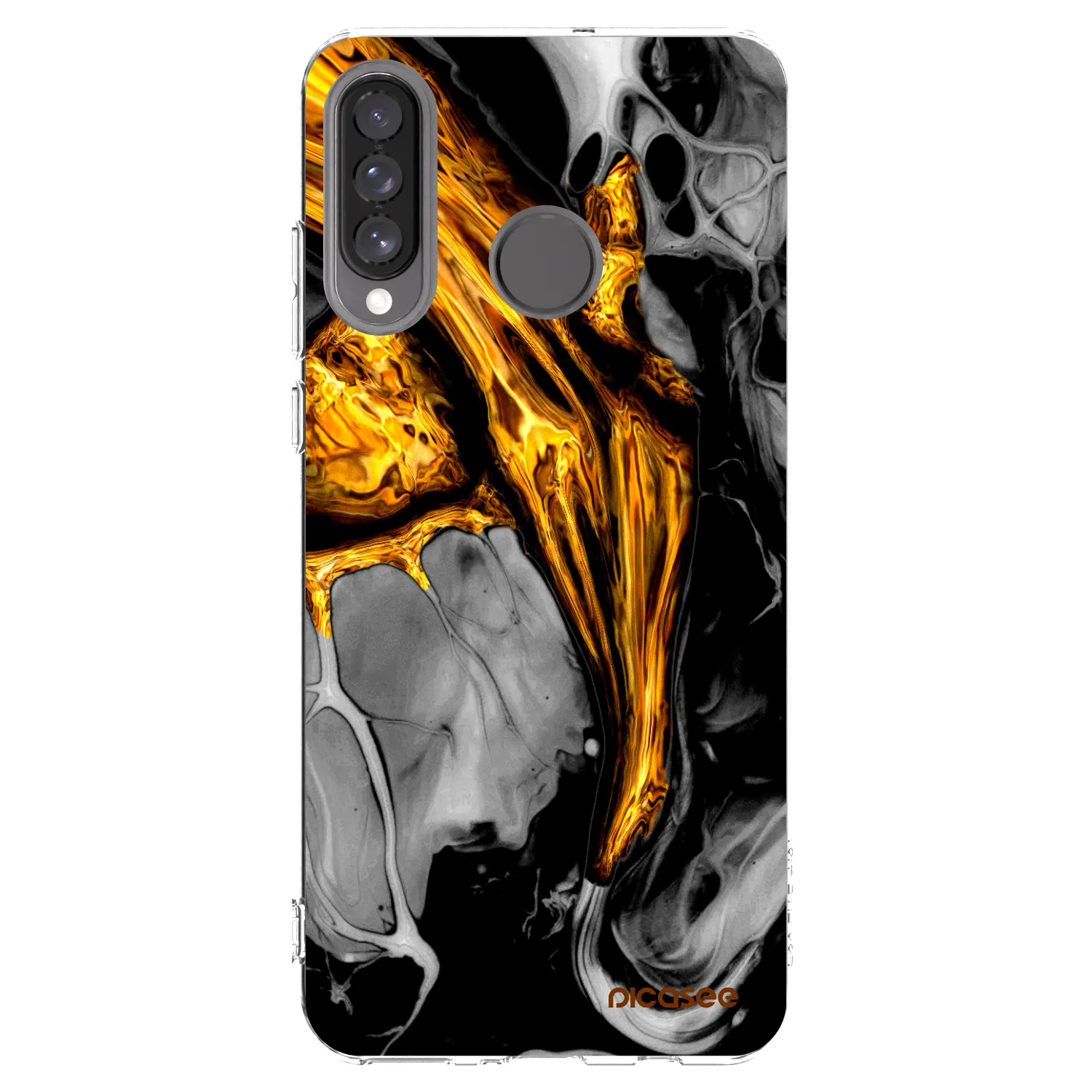 Picasee silikonska prozirna maskica za Huawei P30 Lite - Black Gold